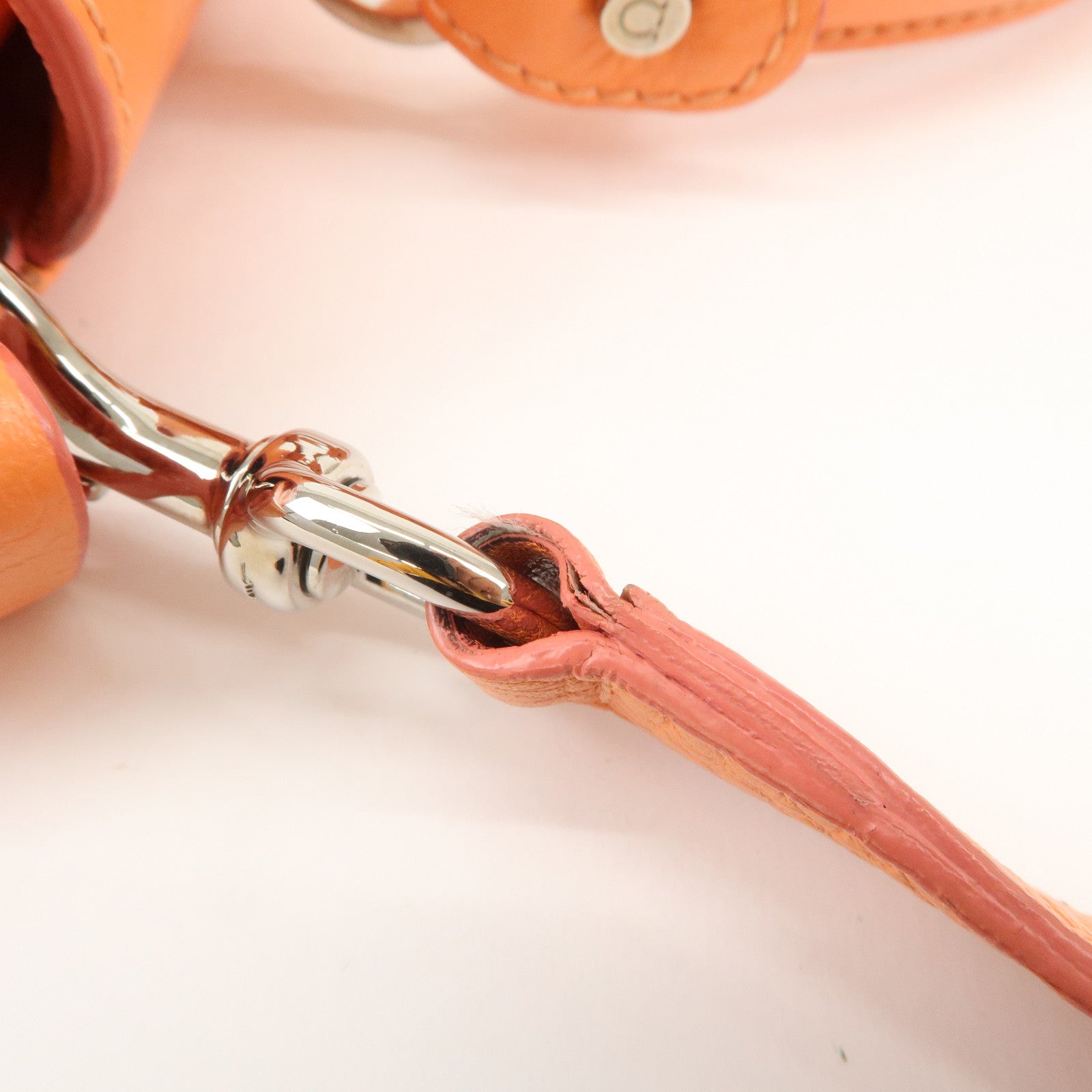 Ferragamo Gancini Leather 2Way Bag Hand Bag Shoulder Bag Orange