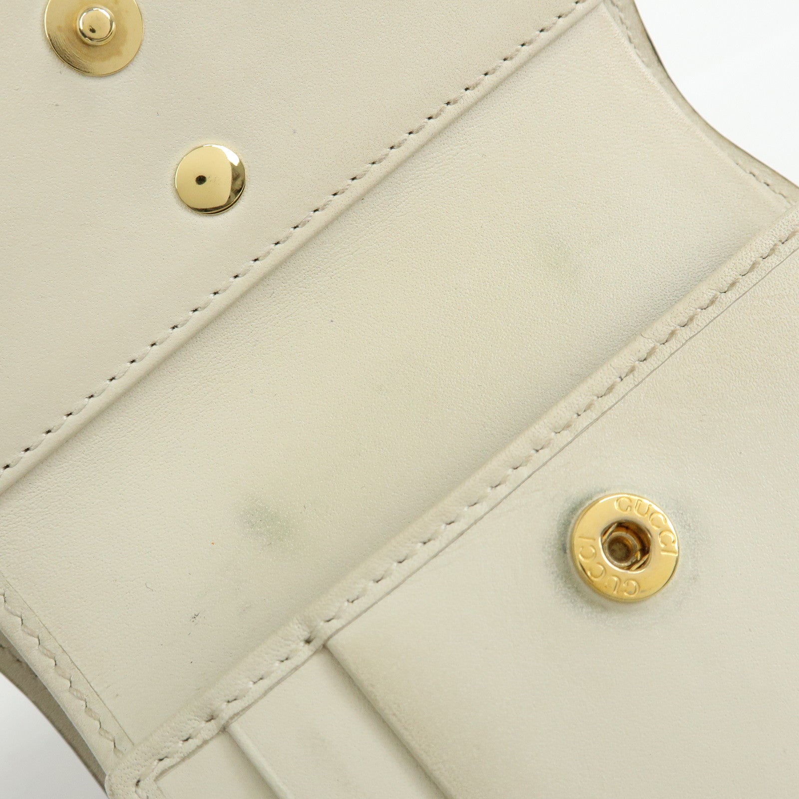GUCCI Sherry Silvie Leather Tri-fold Compact Wallet Ivory 476081