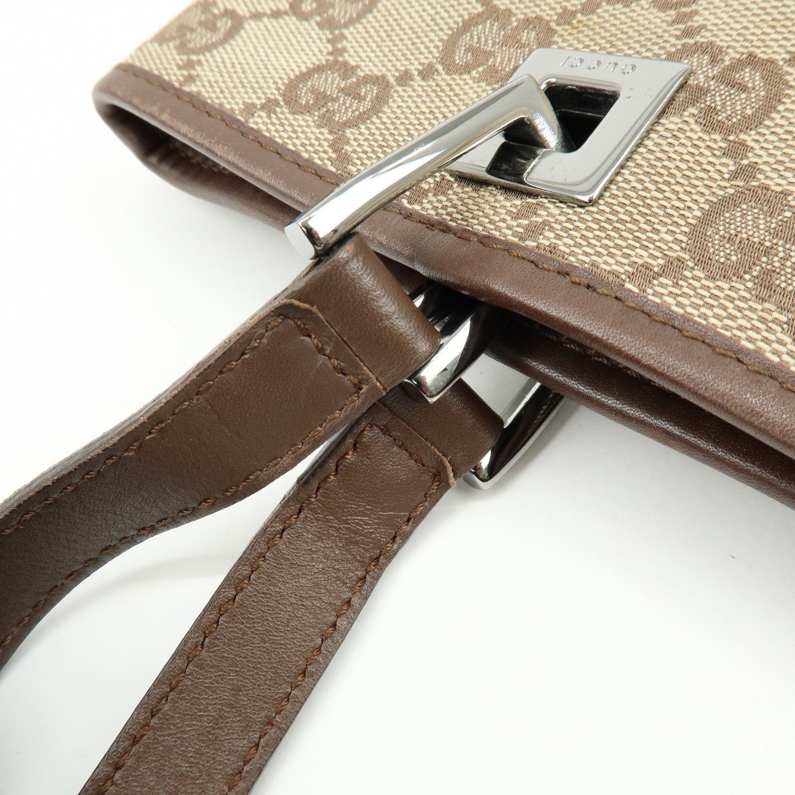 GUCCI GG Canvas Leather Tote Bag Shoulder Bag Beige Brown 31244