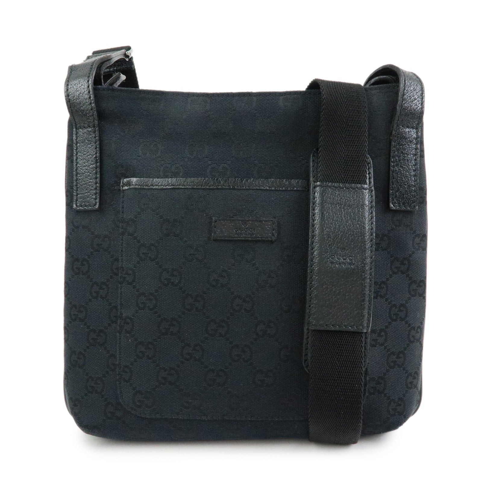 GUCCI GG Canvas Leather Shoulder Bag Crossbody Bag Black 122793