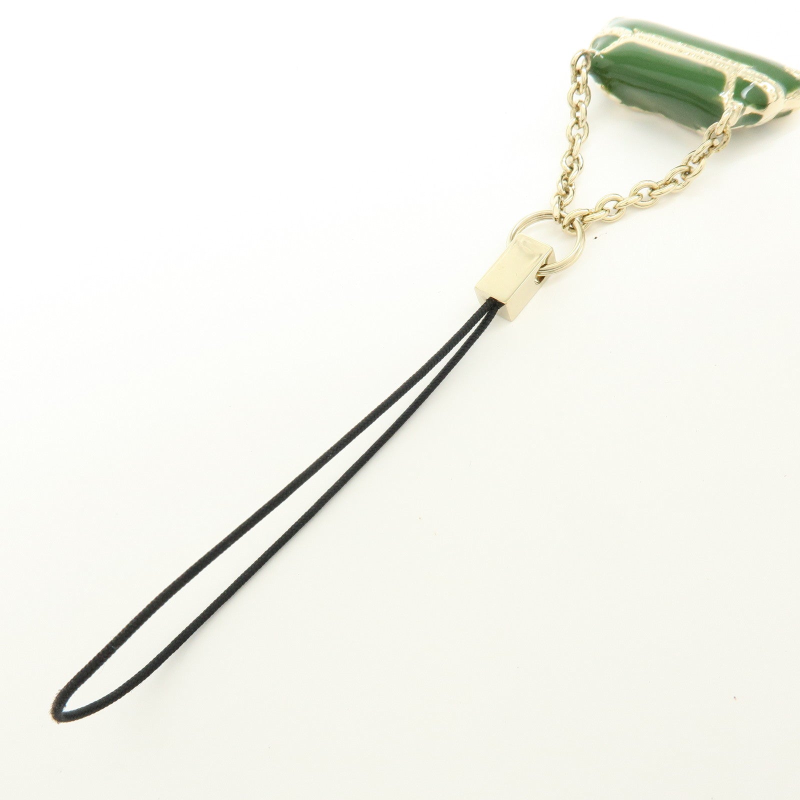 GUCCI Set of 2 Metal Bag Charm Key Chain Green Gold 138248