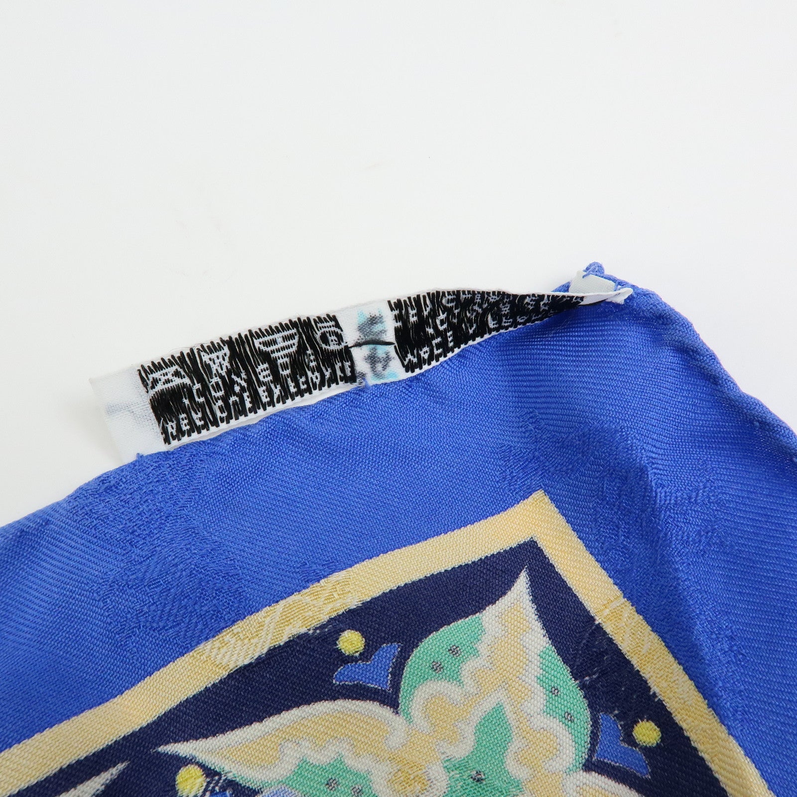 HERMES Carre 90 Silk 100% CIELS BYZANTINS Scarf Blue Gold