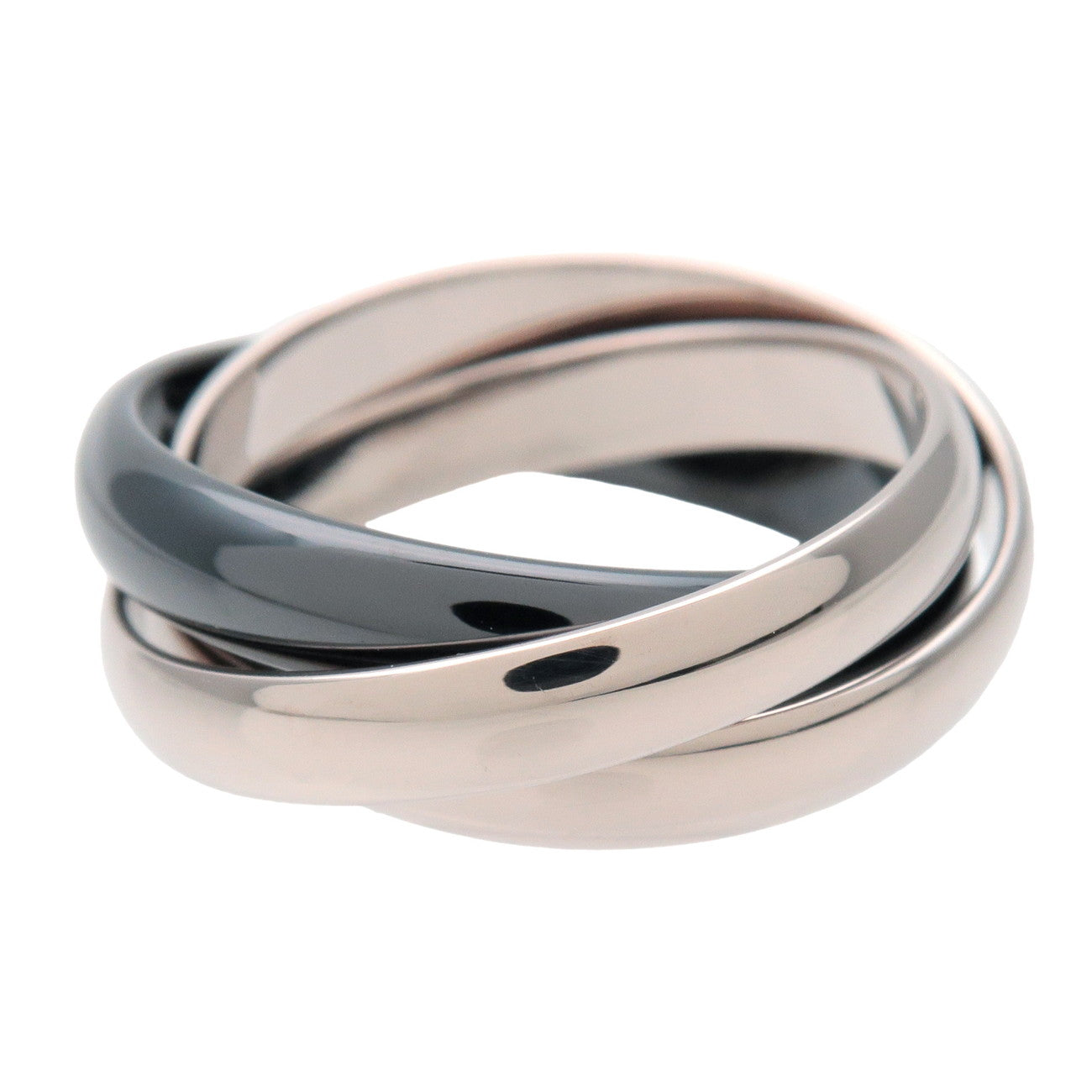 Cartier Trinity Ring MM K18 750W Gold Black Ceramic Black US6.5