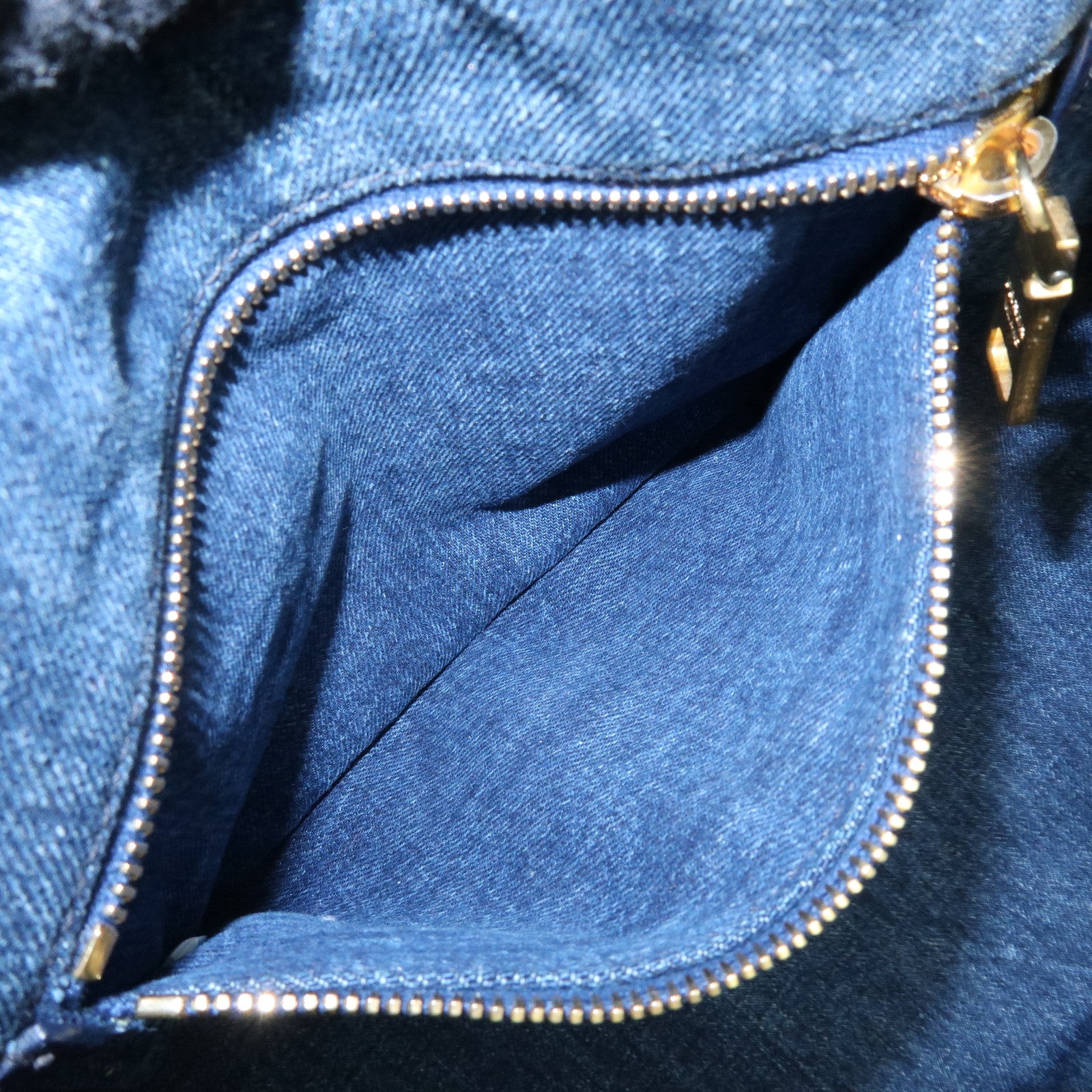 PRADA Triangle Logo Canapa Denim Tote Bag Hand Bag Denim Blue