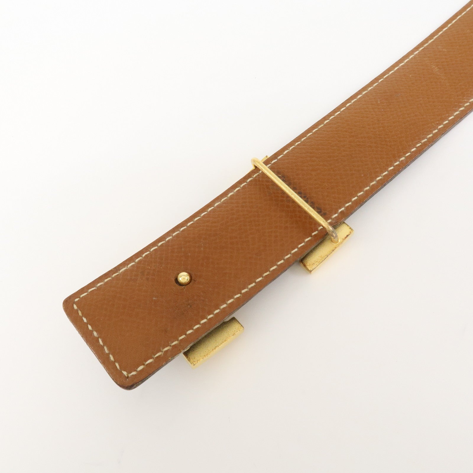 HERMES Leather H Buckle Reversible Constance Belt C Stamped