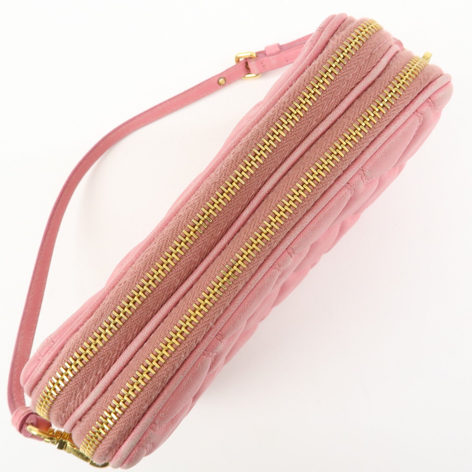 MIU MIU Nappa Leather Hand Bag Accessory Pouch Pink