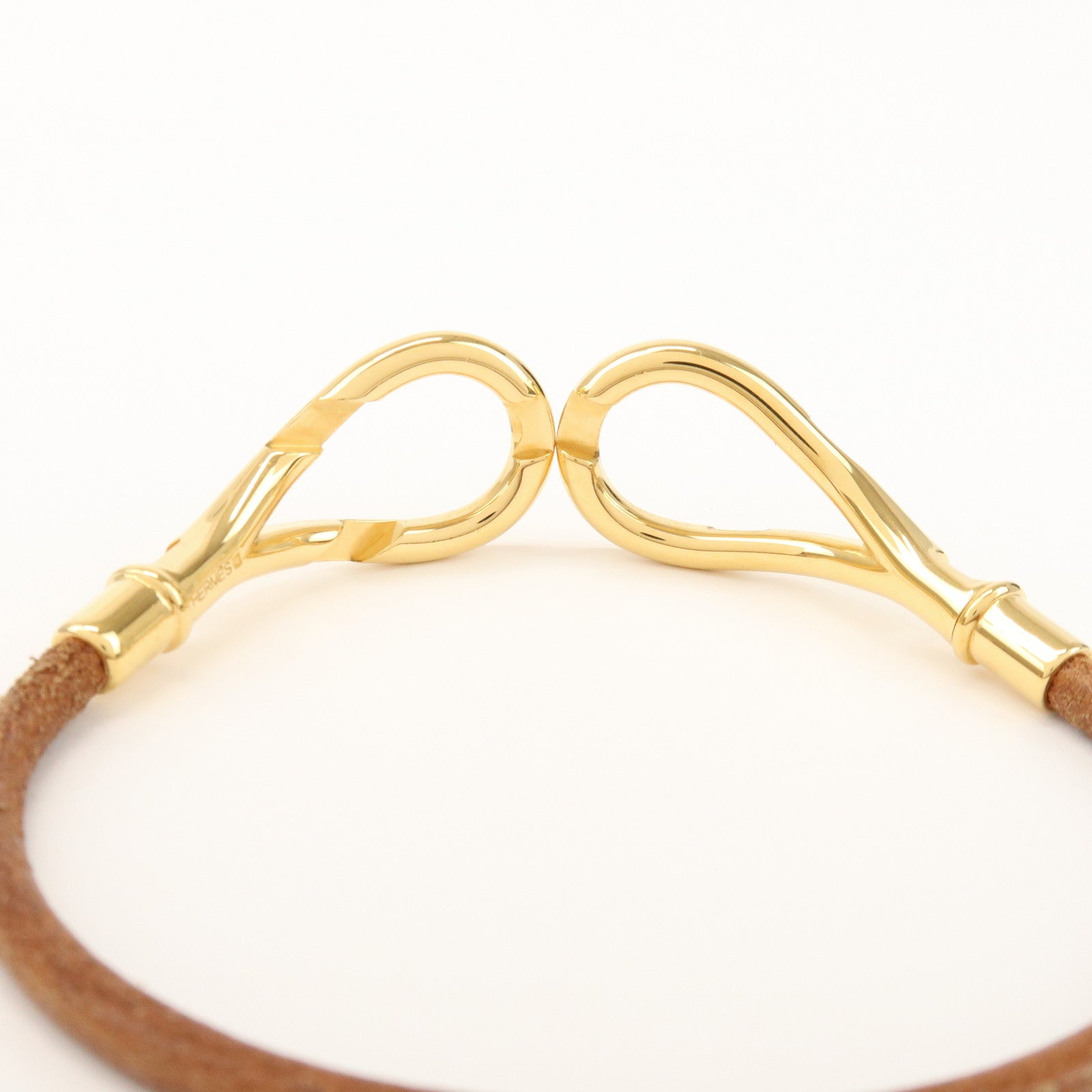 HERMES Attelage Bracelet Logo Metal Brown