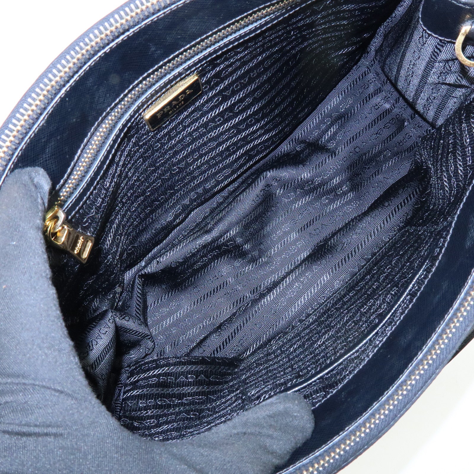 PRADA Traingle Logo Galleria Saffiano Leather 2Way Hand Bag 1BA863