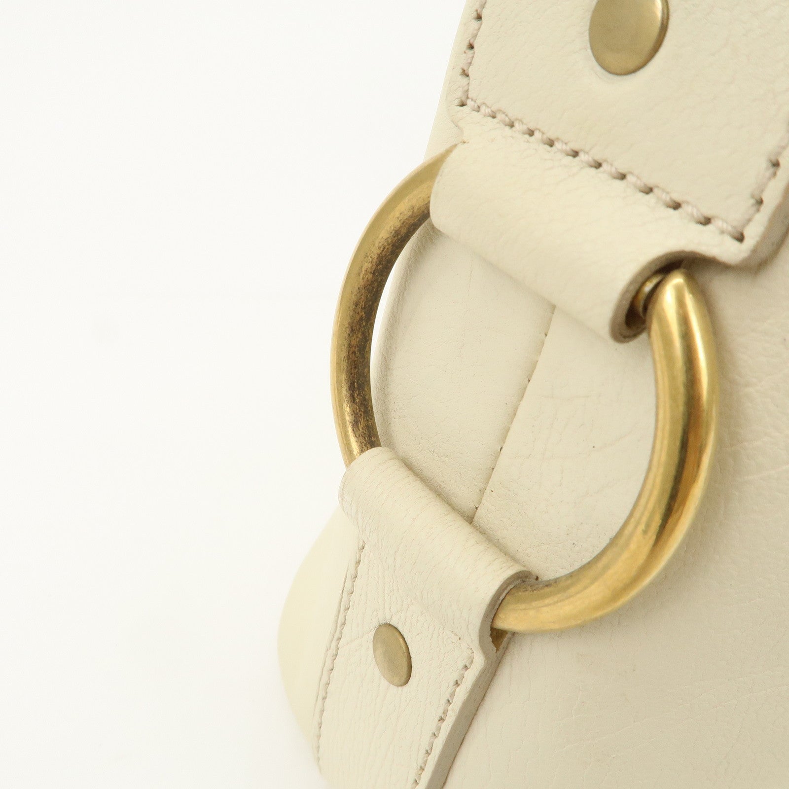 SAINT LAURENT PARIS Muse Leather Hand Bag Shoulder Bag Ivory