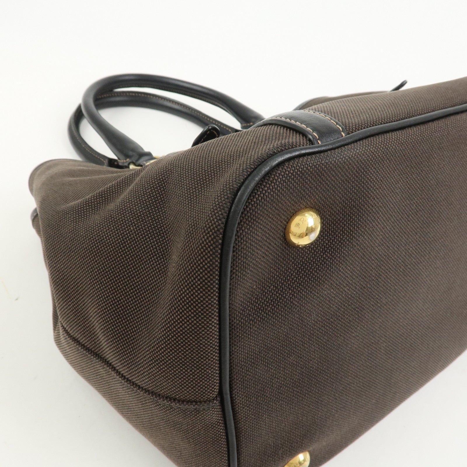 PRADA Jacquard Leather 2Way Bag Tote Bag Hand Bag Brown BN1841