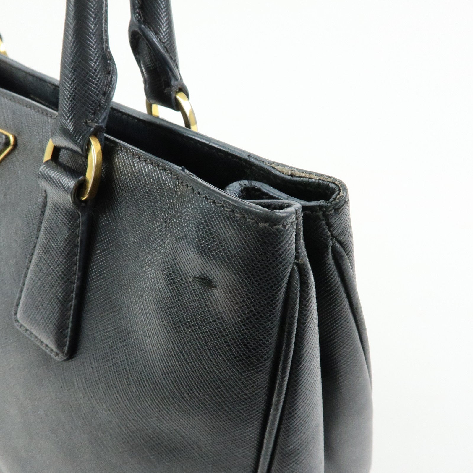 PRADA Triangle Logo Galleria Saffiano Leather 2Way Bag Black 1BA274