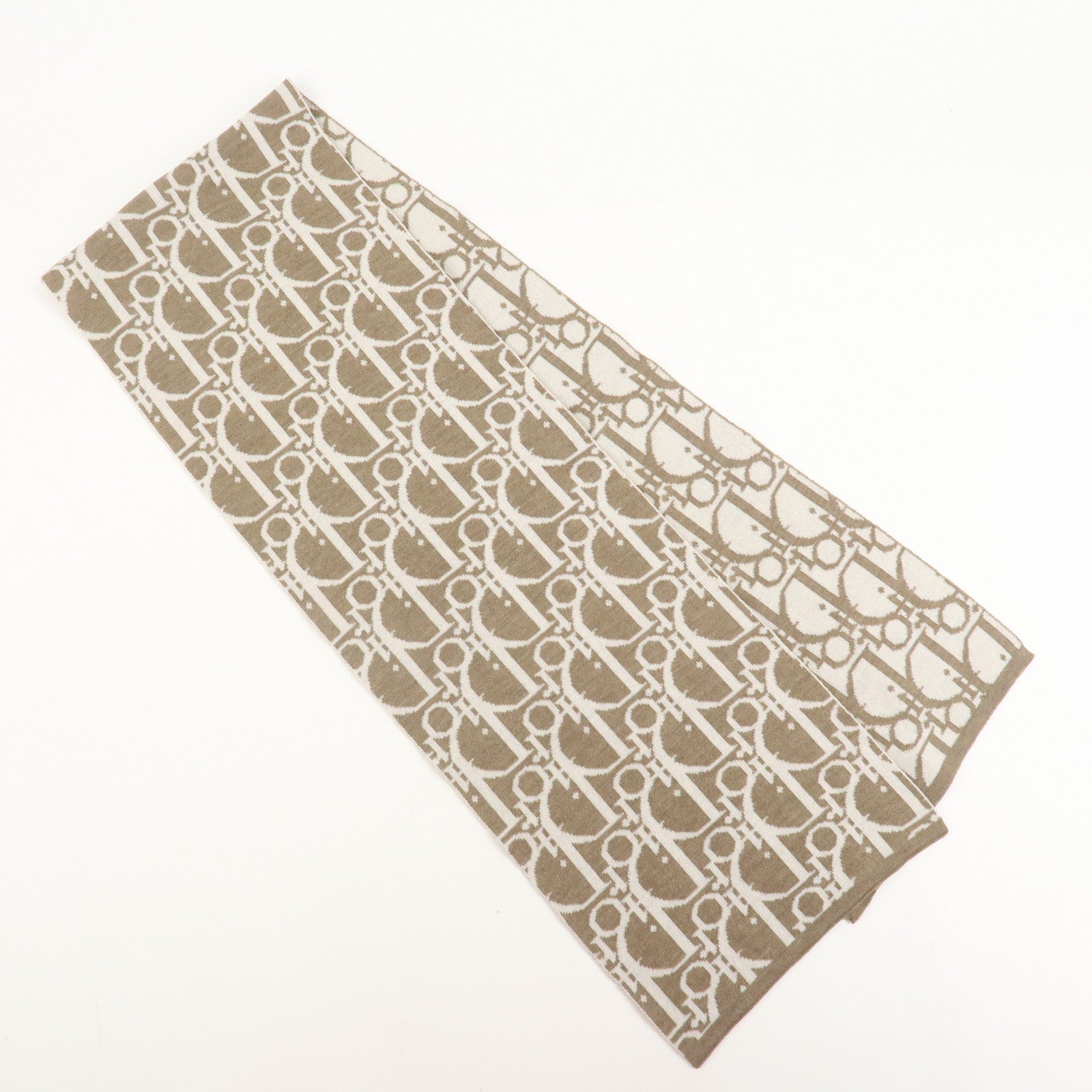 Christian Dior Trotter Wool 100% Scarf Shawl Brown