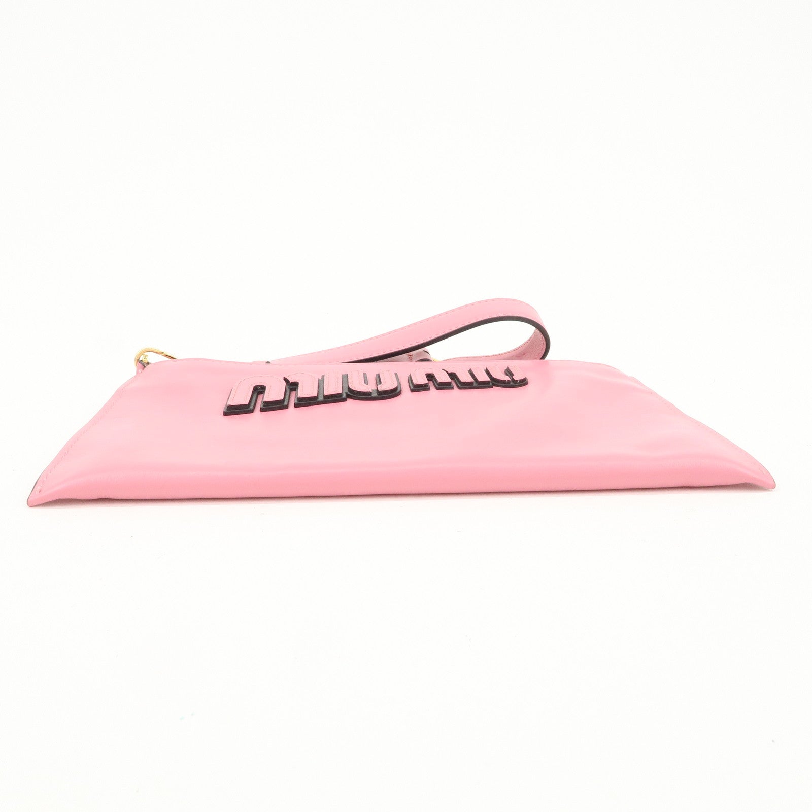 MIUMIU Logo Leather Clutch Bag Pouch Pink 5N1890