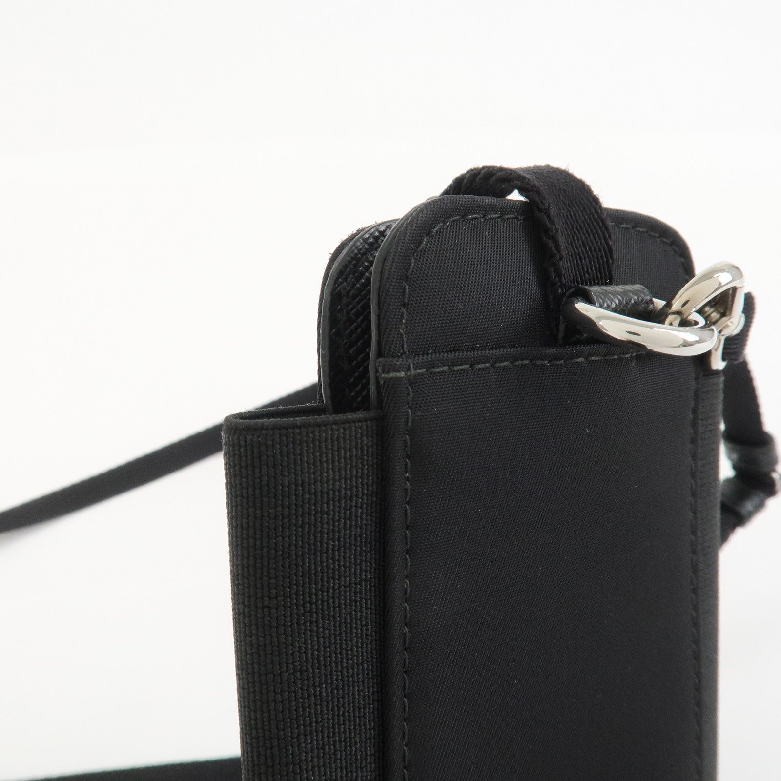 PRADA Triangle Logo Nylon Leather Phone Case Black 1ZT023