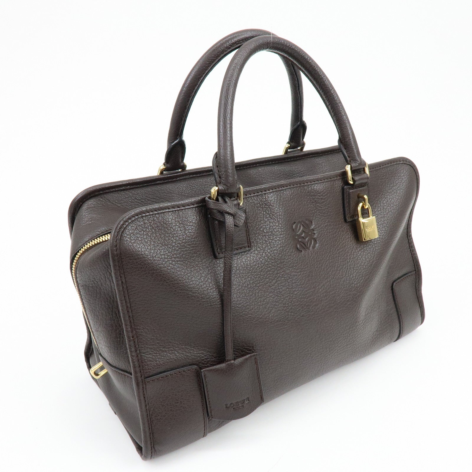 LOEWE Anagram Amazona 36 Hand Bag Boston Bag Dark Brown