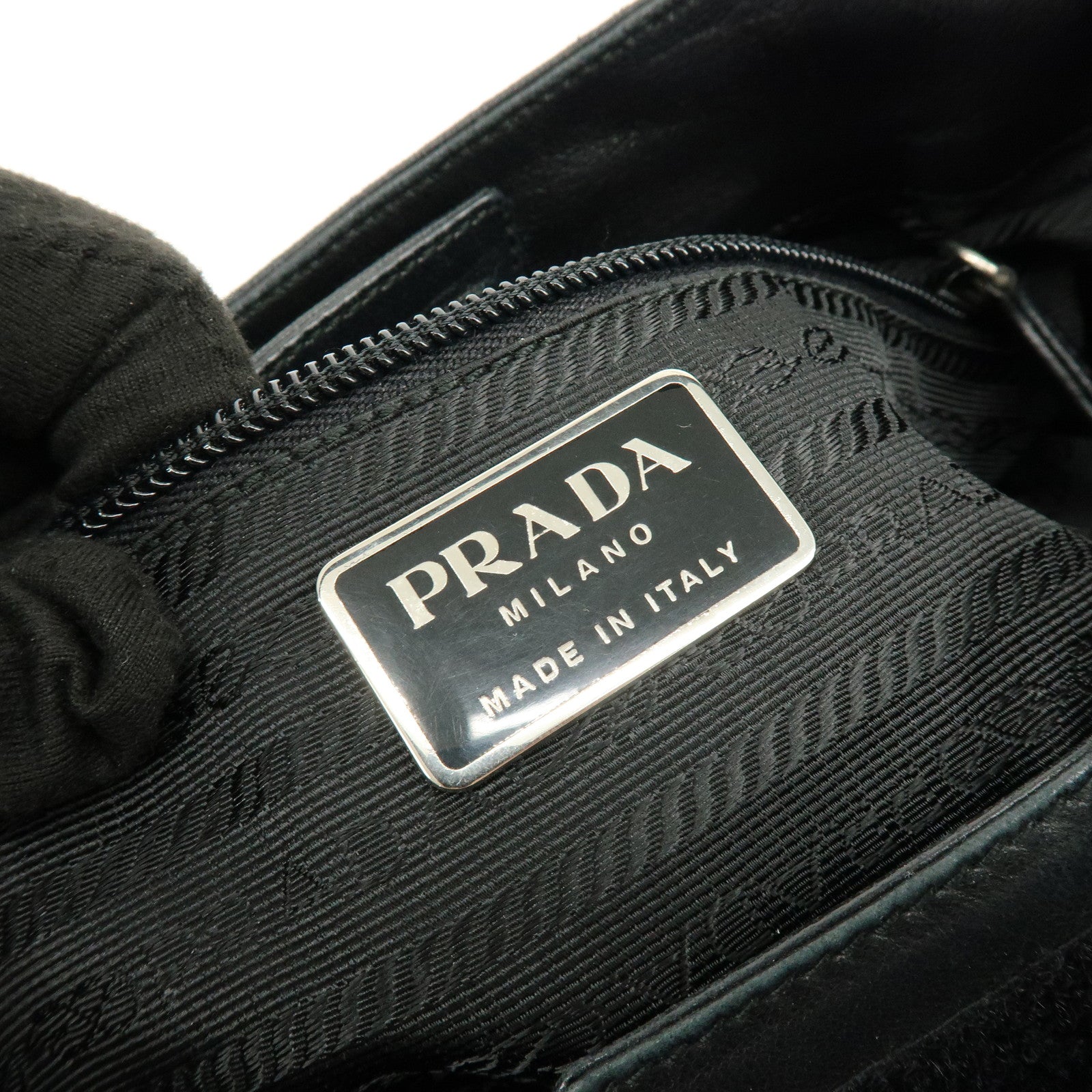 PRADA Leather Plastic Hobo Shoulder Bag Hand Bag Black