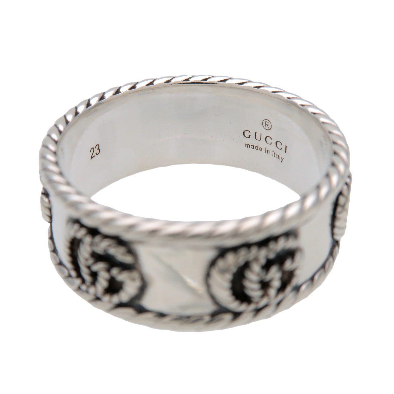 GUCCI Interlocking G Double G Wide Ring SV925 Silver #23 627729