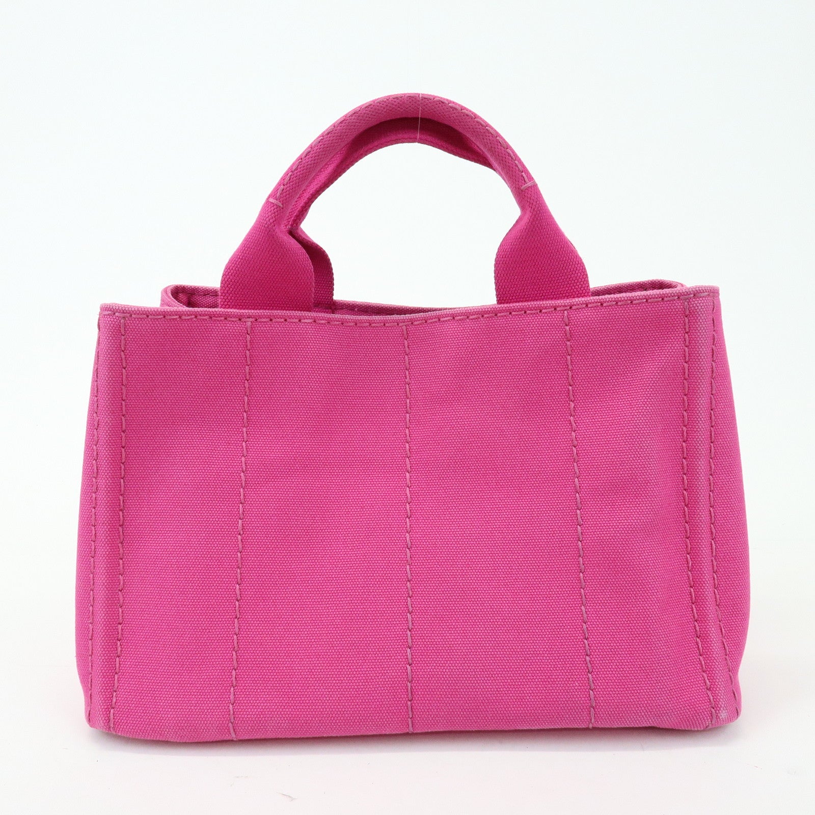 PRADA Triangle Logo Canapa Mini Canvas Tote Hand Bag Pink BN2439