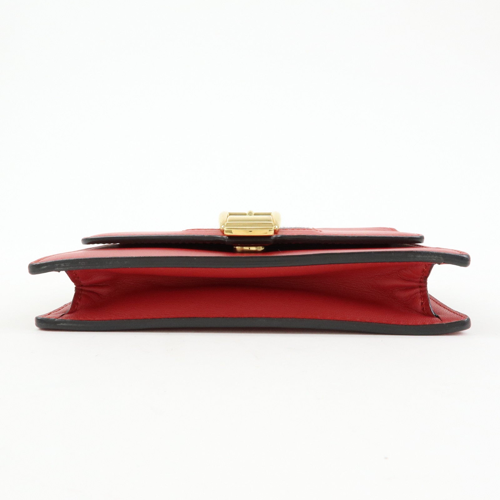 GUCCI Sylvie Sherry Leather Chain Mini Shoulder Bag Red Navy 494646