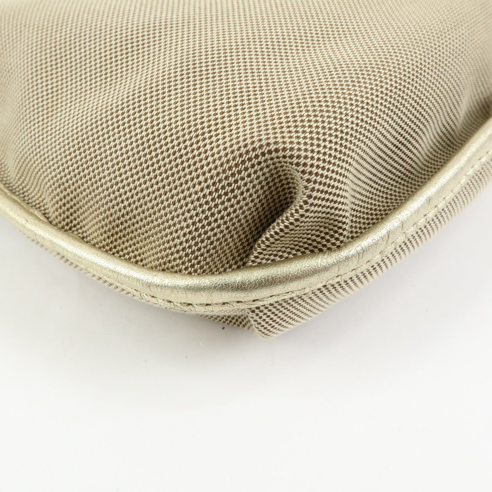 Chloe Harley Canvas Leather Shoulder Bag Crossbody Bag Beige Gold