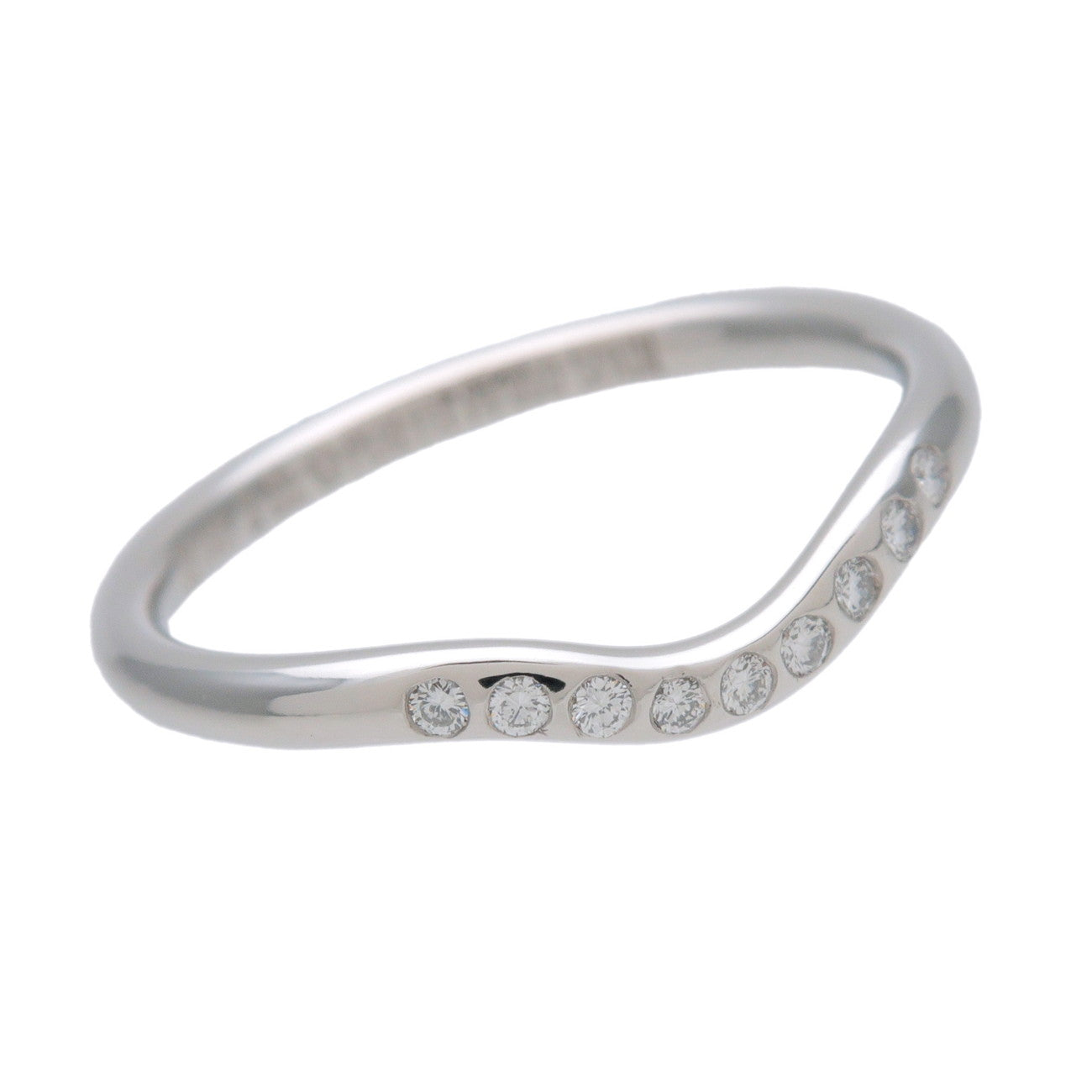Tiffany & Co Curved Band 9P Diamond Ring Platinum US6 EU52 HK13