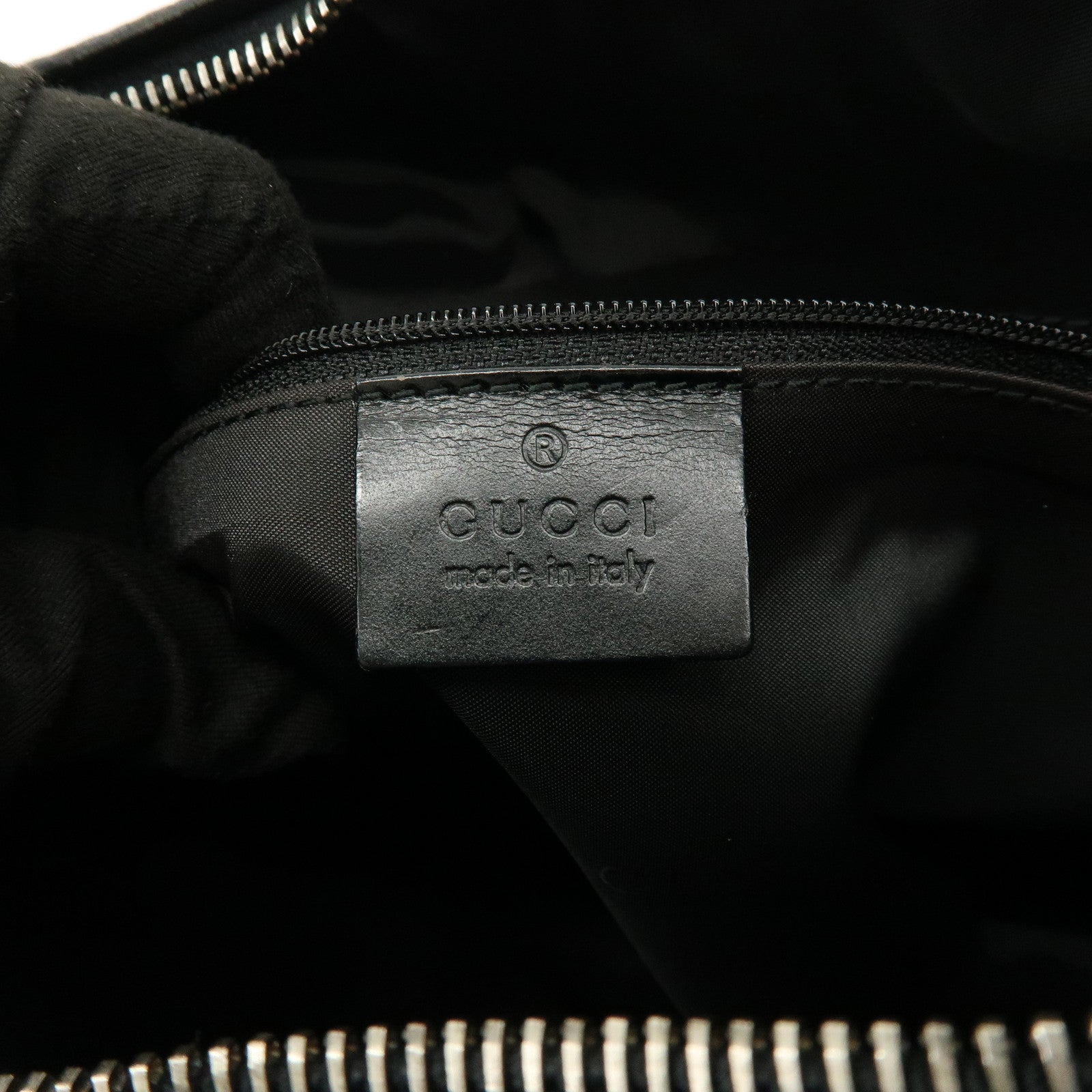 GUCCI Logo Leather Shoulder Bag Hand Bag Black 001.3766