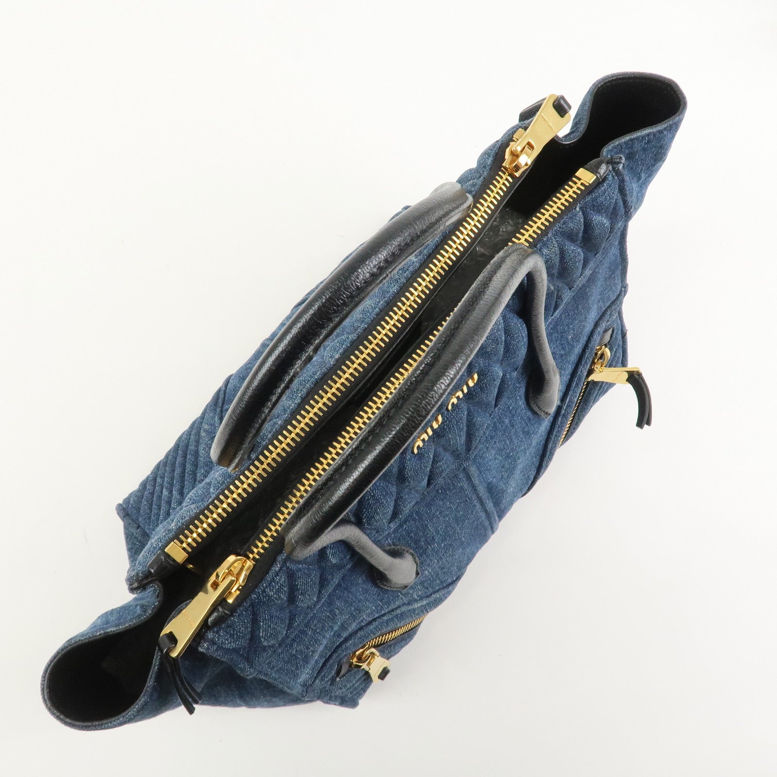 MIU MIU Biker Denim 2Way Tote Bag Hand Bag Shoulder Bag Blue RN1031