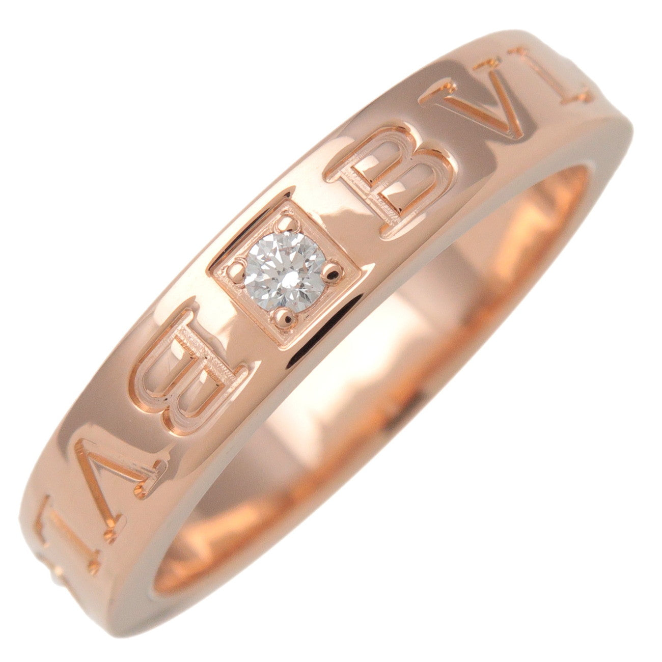 BVLGARI Double Logo 1P Daimond Ring K18 750PG Rose Gold US6.5
