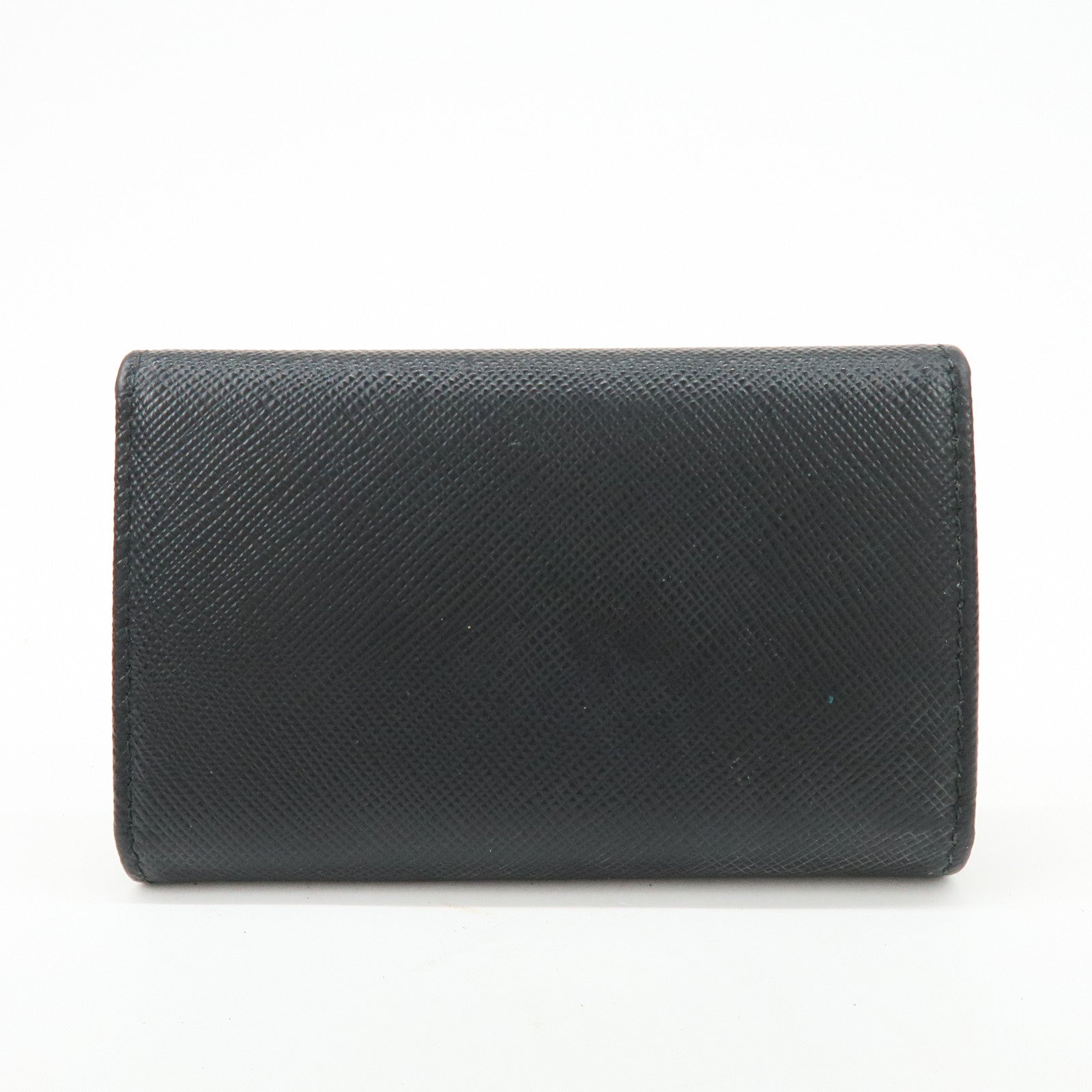 PRADA Saffiano Leather Key Case Key Ring Key Holder Black