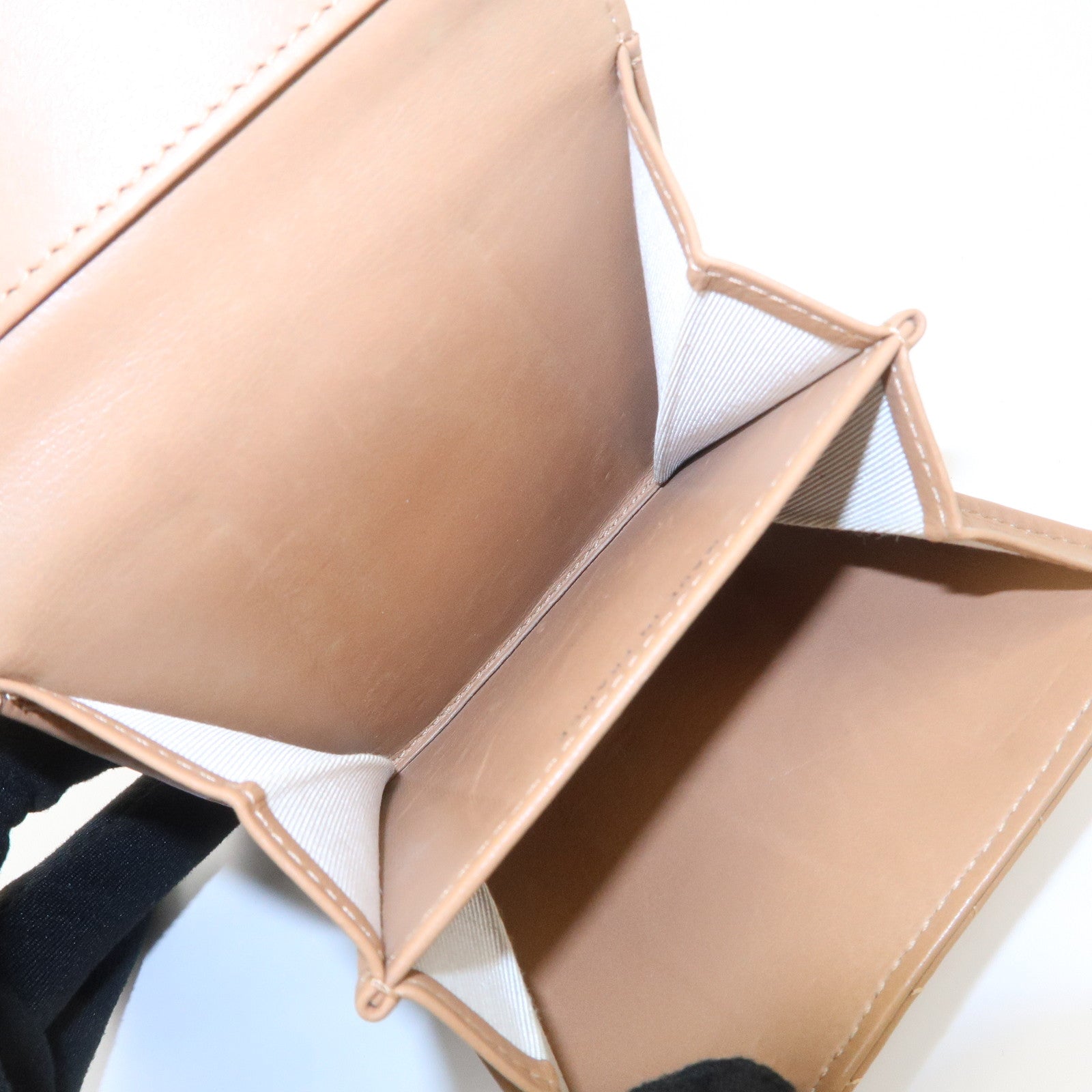 CHANEL Matelasse V Stitch Leather Tri-Fold Wallet Brown A34281