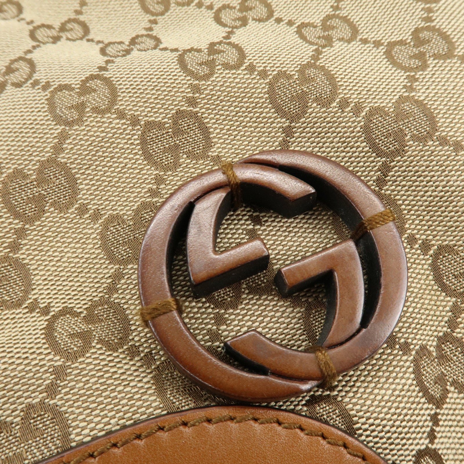 GUCCI Interlocking G GG Canvas Leather Tote Bag Shoulder Bag 296896