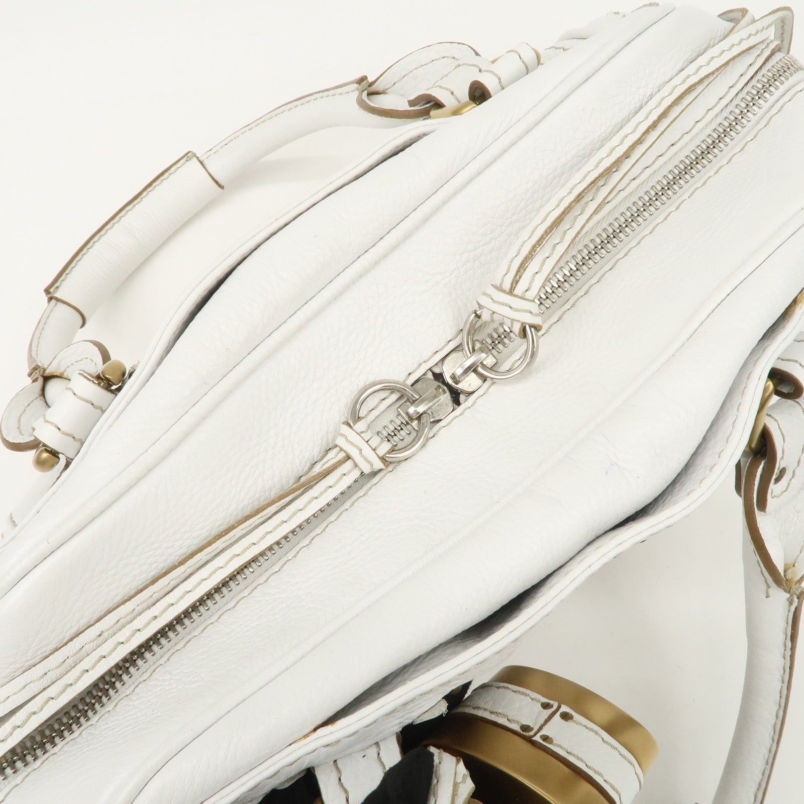 Chloe Padington Leather Hand Bag Shoulder Bag White Used