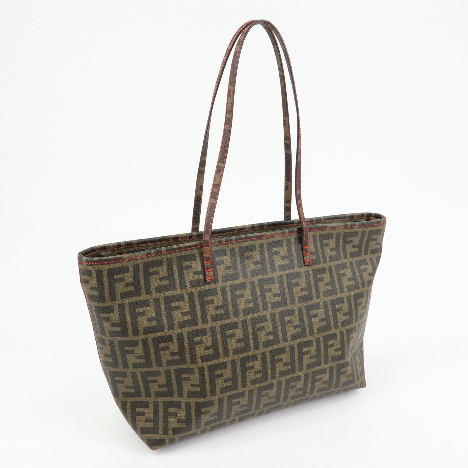 FENDI Zucca PVC Tote Bag Shoulder Bag Brown Black 8BH198