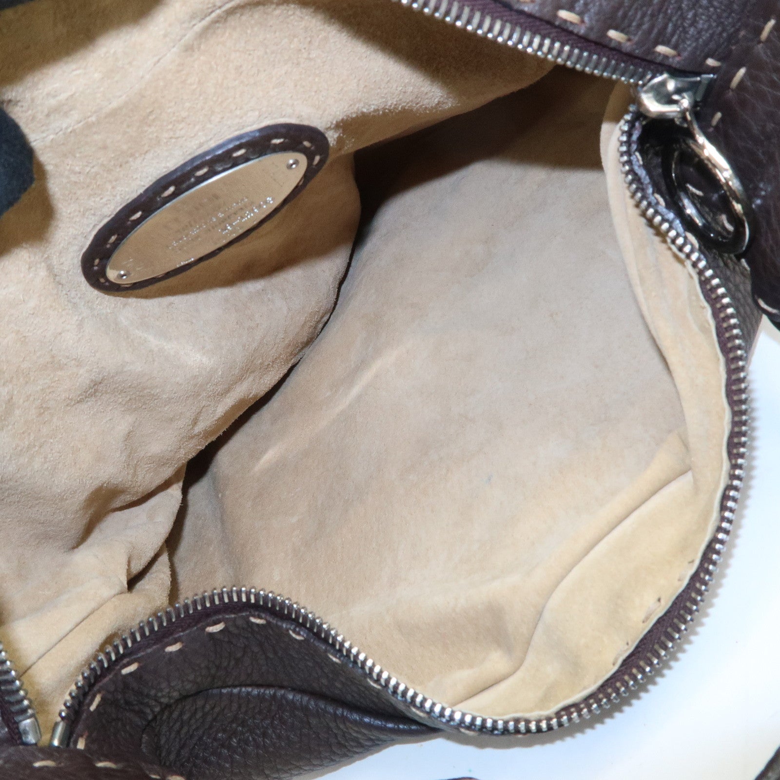 FENDI Selleria Leather Shoulder Bag Hand Bag Brown