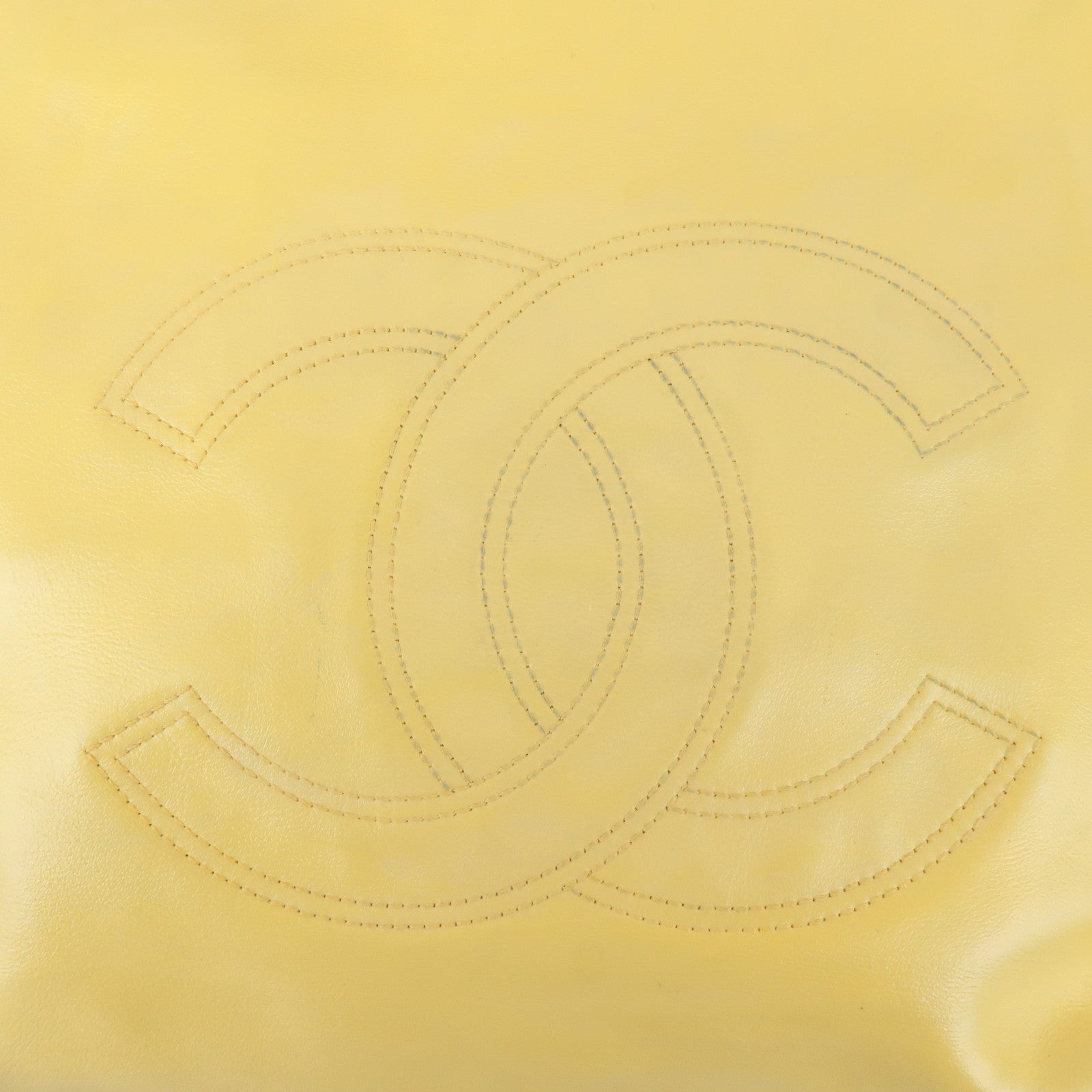 CHANEL COCO Mark Lamb Skin 2Way Bag Tote Bag Yellow