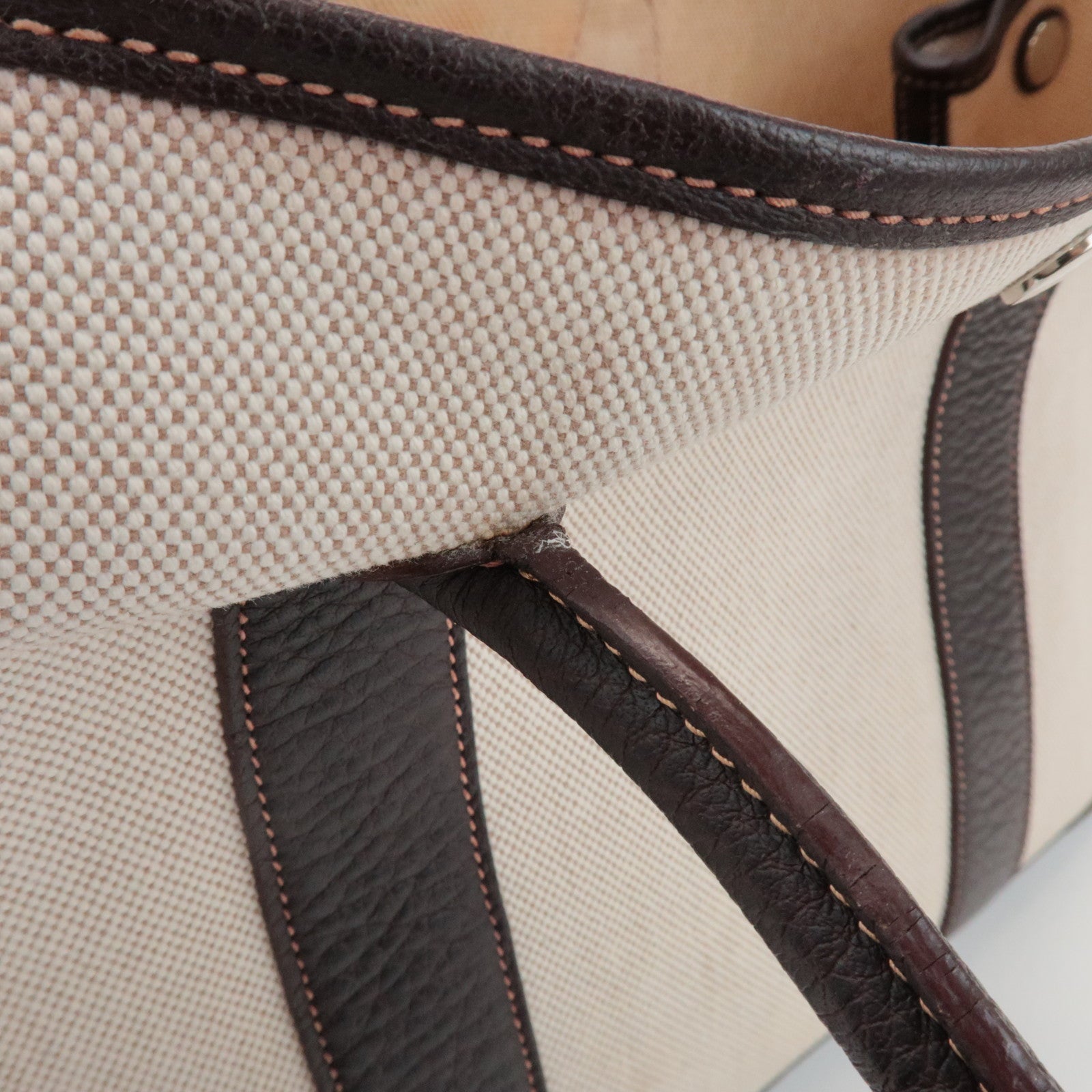 HERMES Toile Ash Garden Party PM □H Stamped Tote Bag Brown