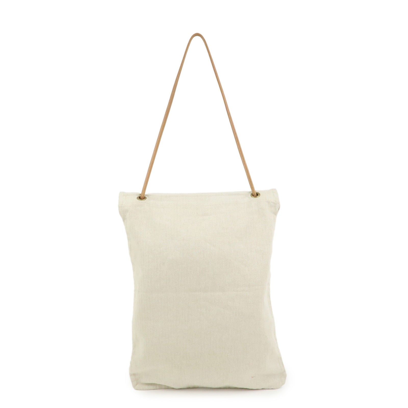 HERMES Aline GM Canvas Leather Shoulder Bag Natural