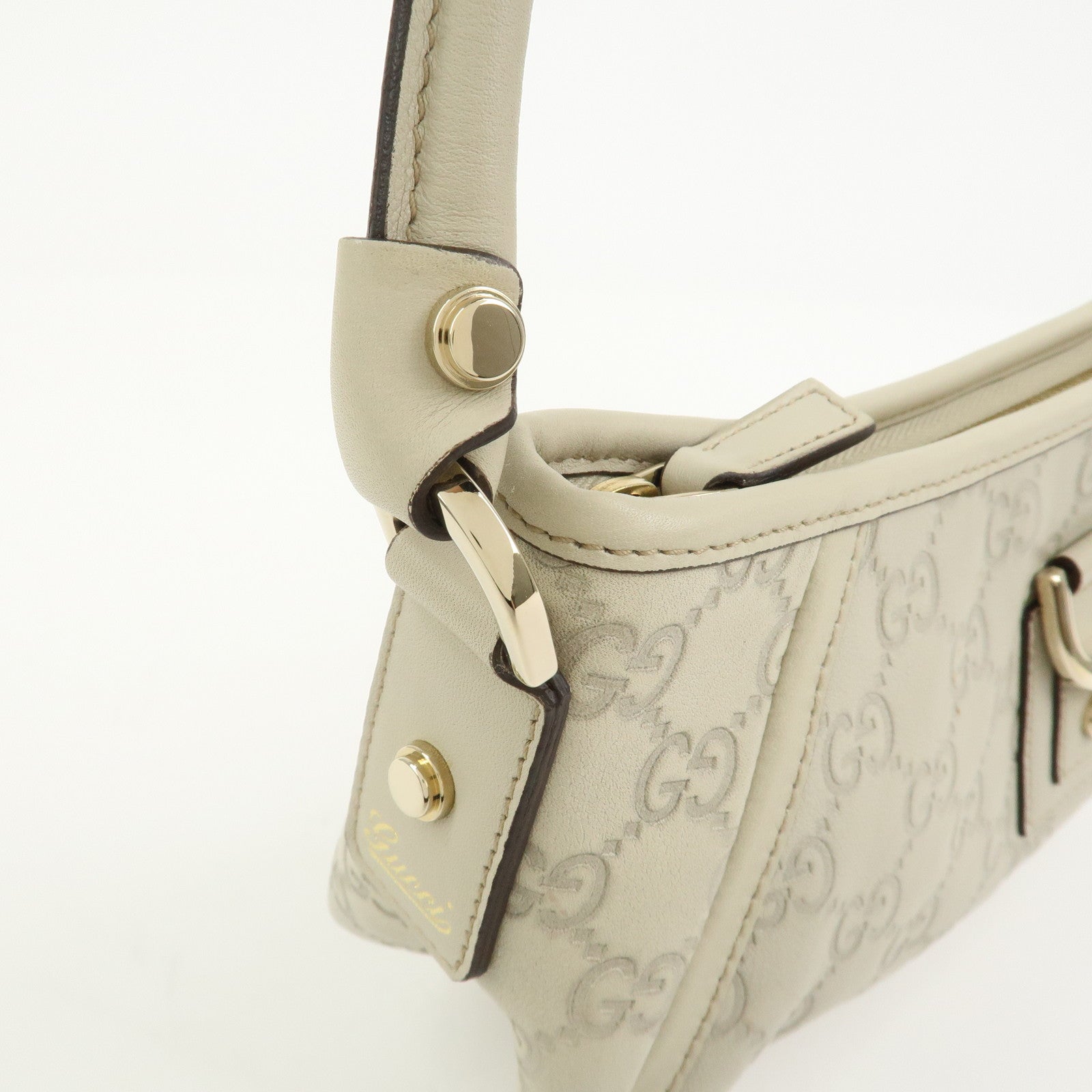 GUCCI Abbey Guccissima Leather Shoulder Bag Hand Bag Ivory 130939
