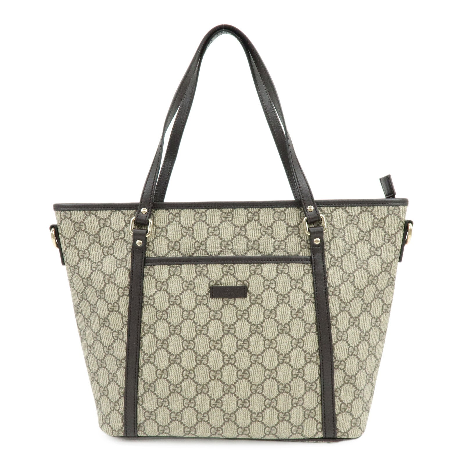 GUCCI GG Canvas Leather 2Way Tote Bag Hand Bag Brown 388929