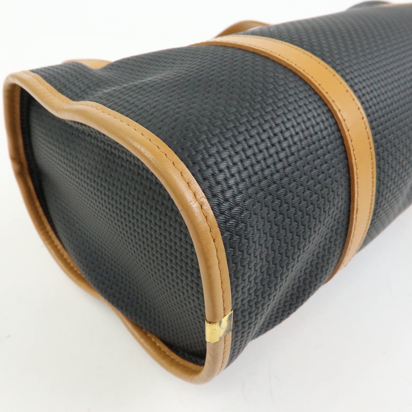 SAINT LAURENT PARIS PVC Leather Mini Boston Bag Hand Bag Navy Camel