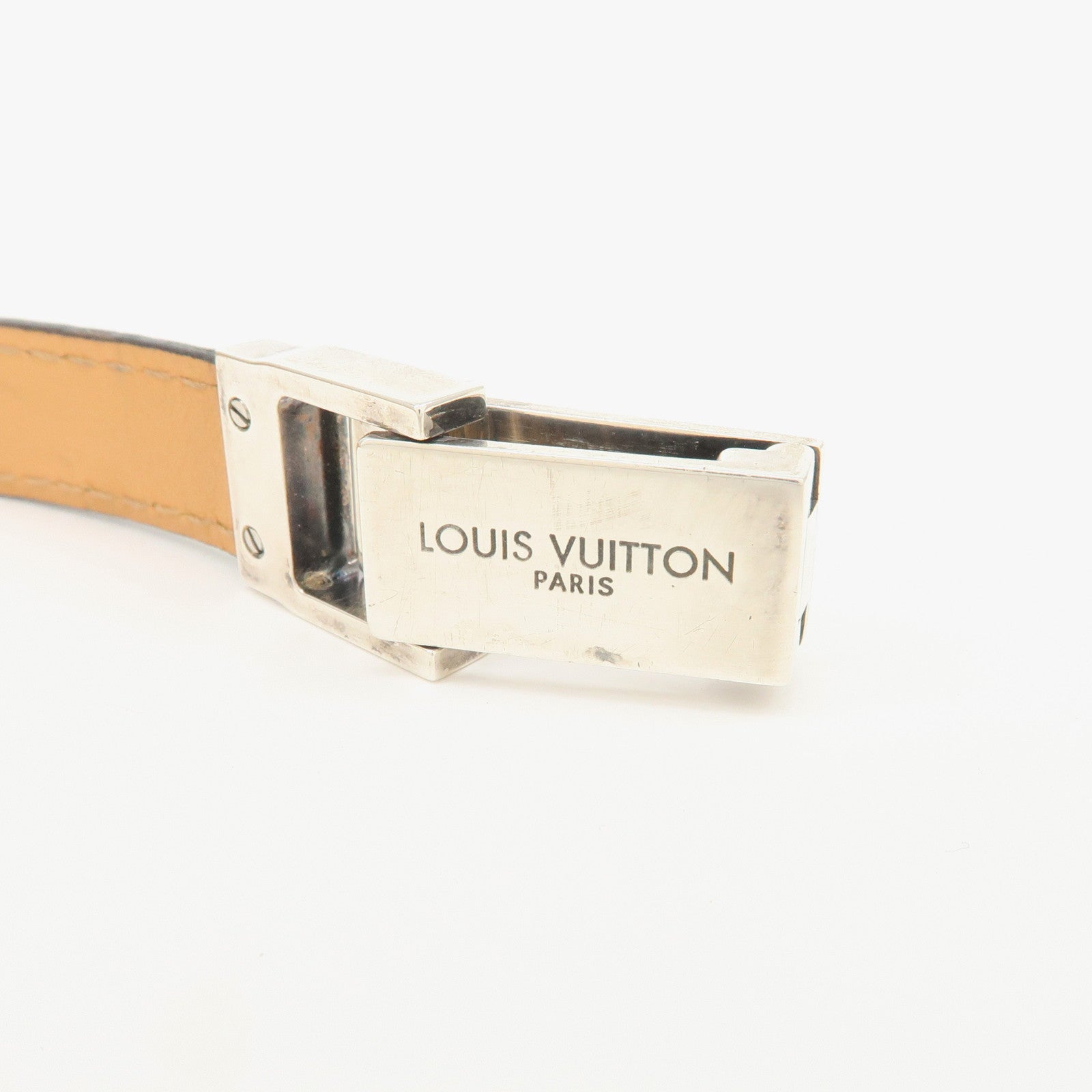 Louis Vuitton Leather Bracelet SV925 Noir Used
