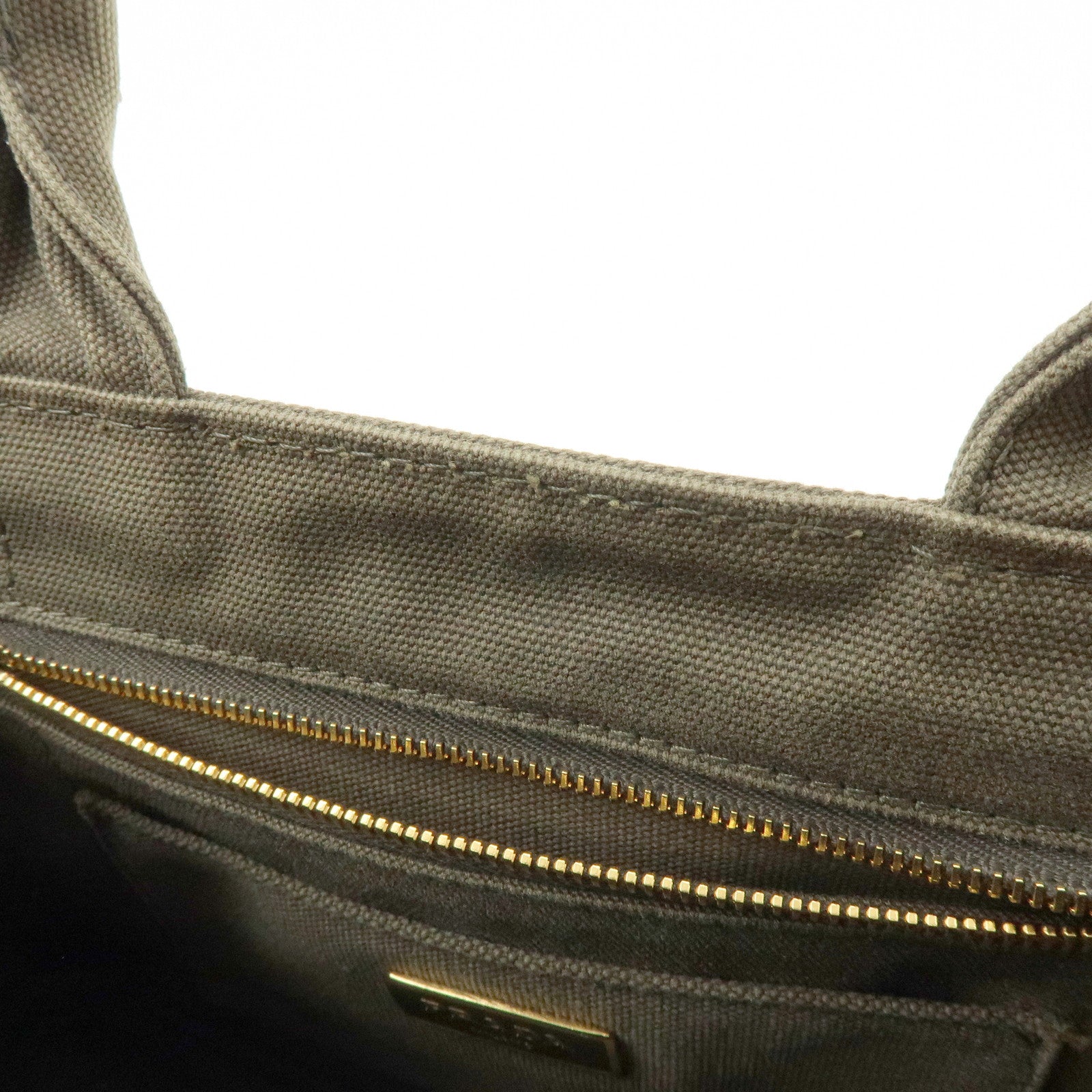 PRADA Canapa Mini Canvas Tote Bag Hand Bag Khaki BN2439