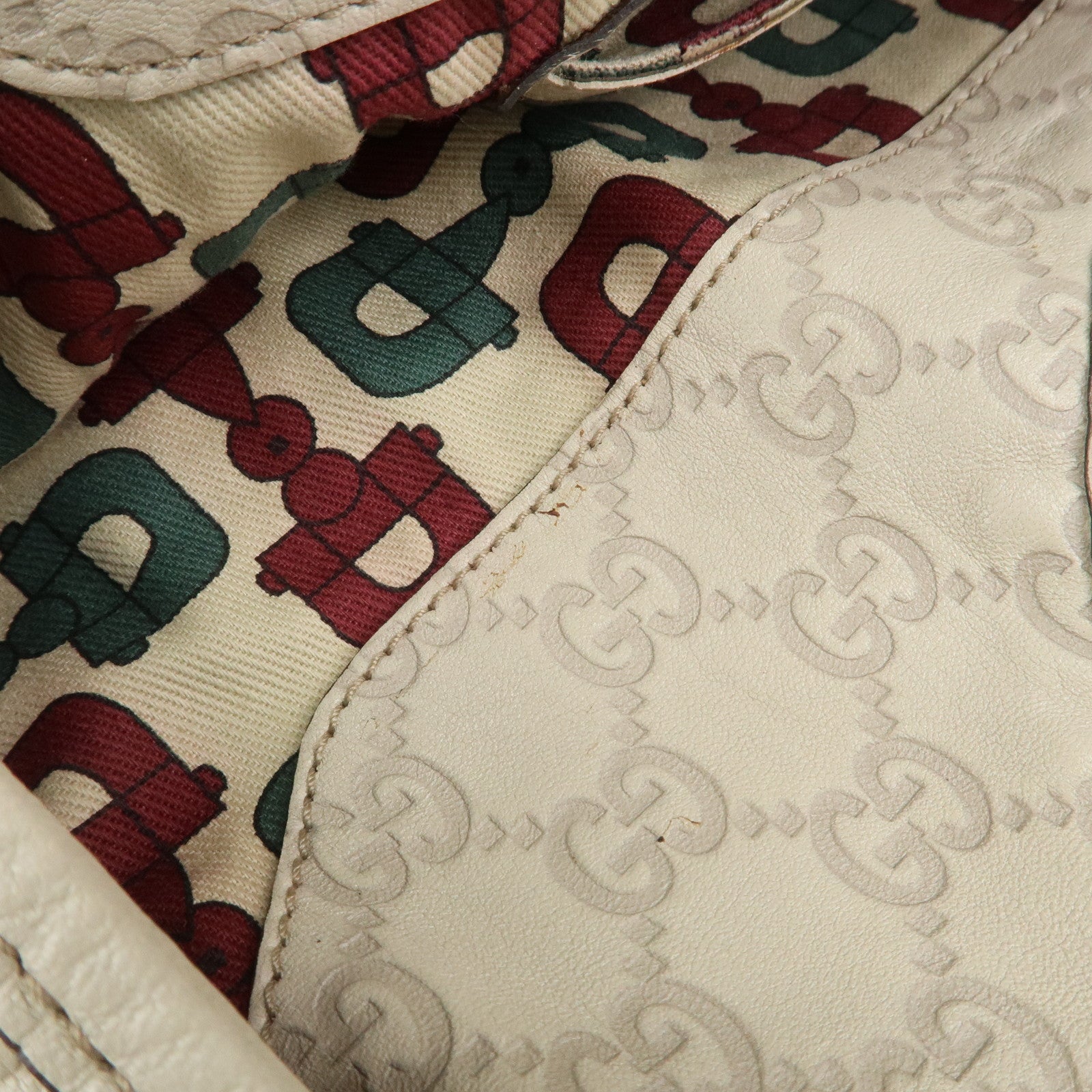 GUCCI Guccissima Leather Shoulder Bag Hand Bag Ivory 203494