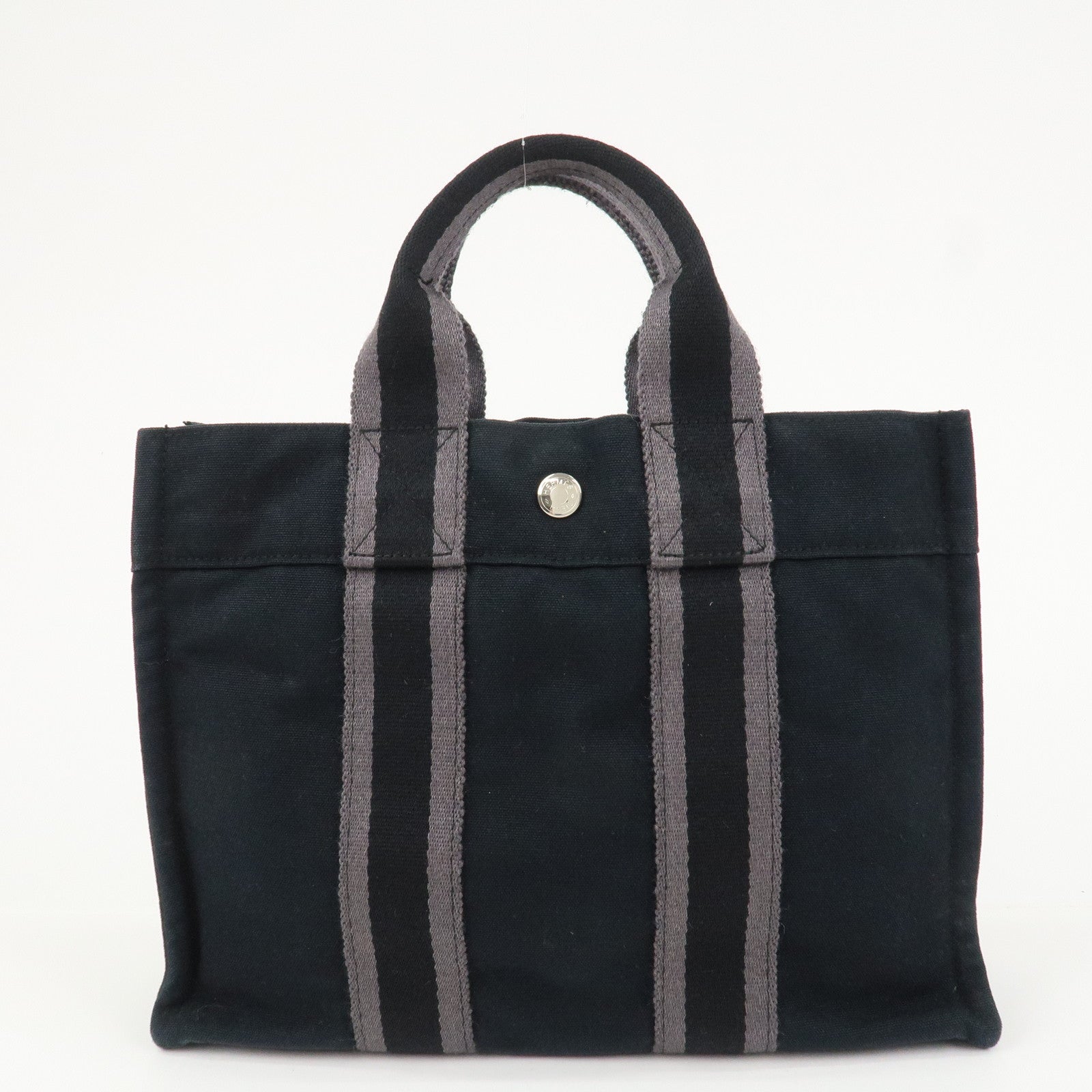 HERMES Fourre Tout PM Canvas Tote Bag Hand Bag Black