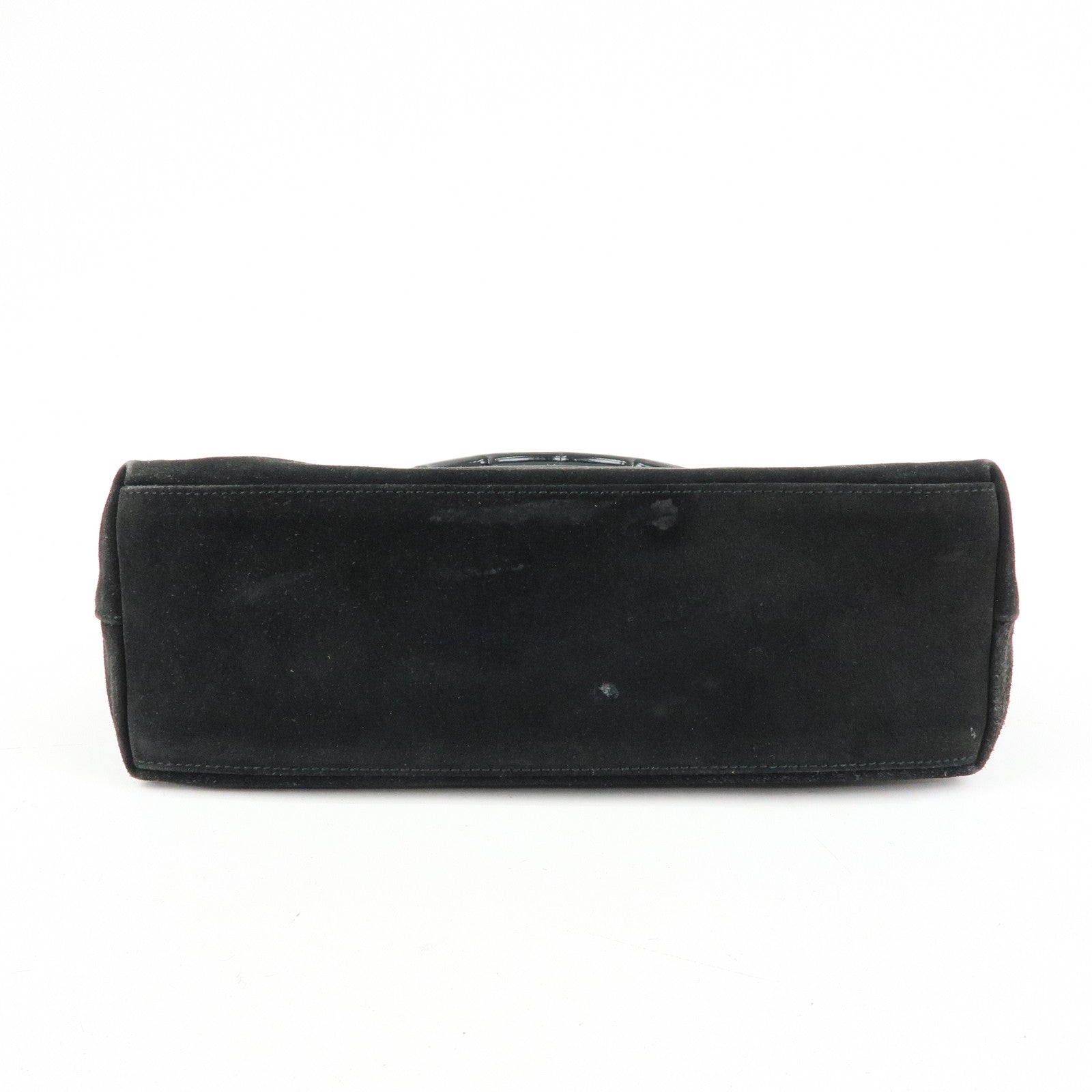 GUCCI Bamboo Suede Shoulder Bag Hand Bag Black 001.3244