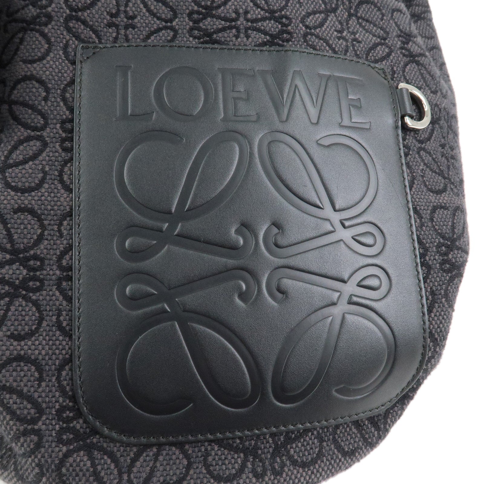 LOEWE Repeat Anagram Knot Jacguard Calf Leather Backpack Black
