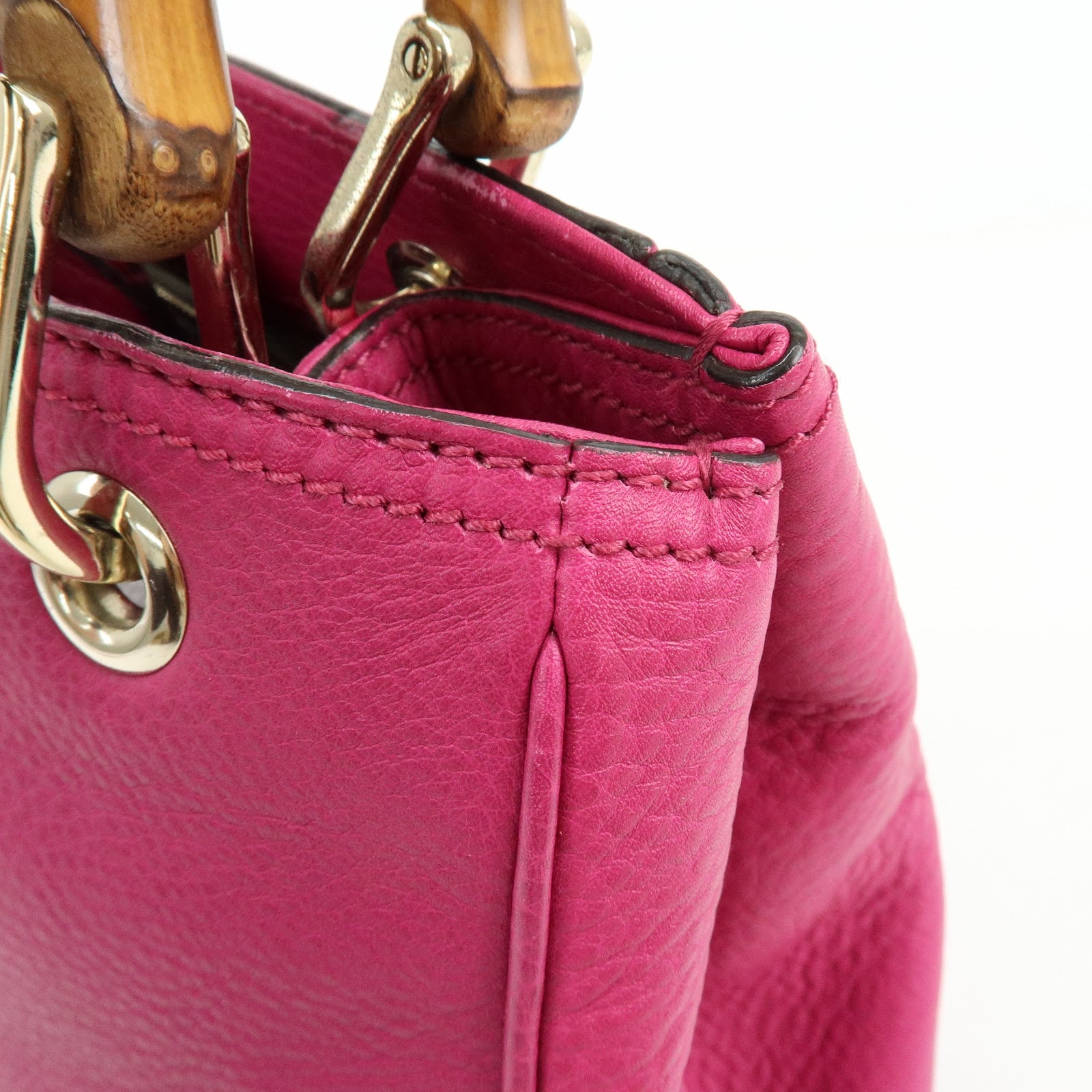 GUCCI Bamboo Leather 2Way Bag Hand Bag Shoulder Bag Pink 336032