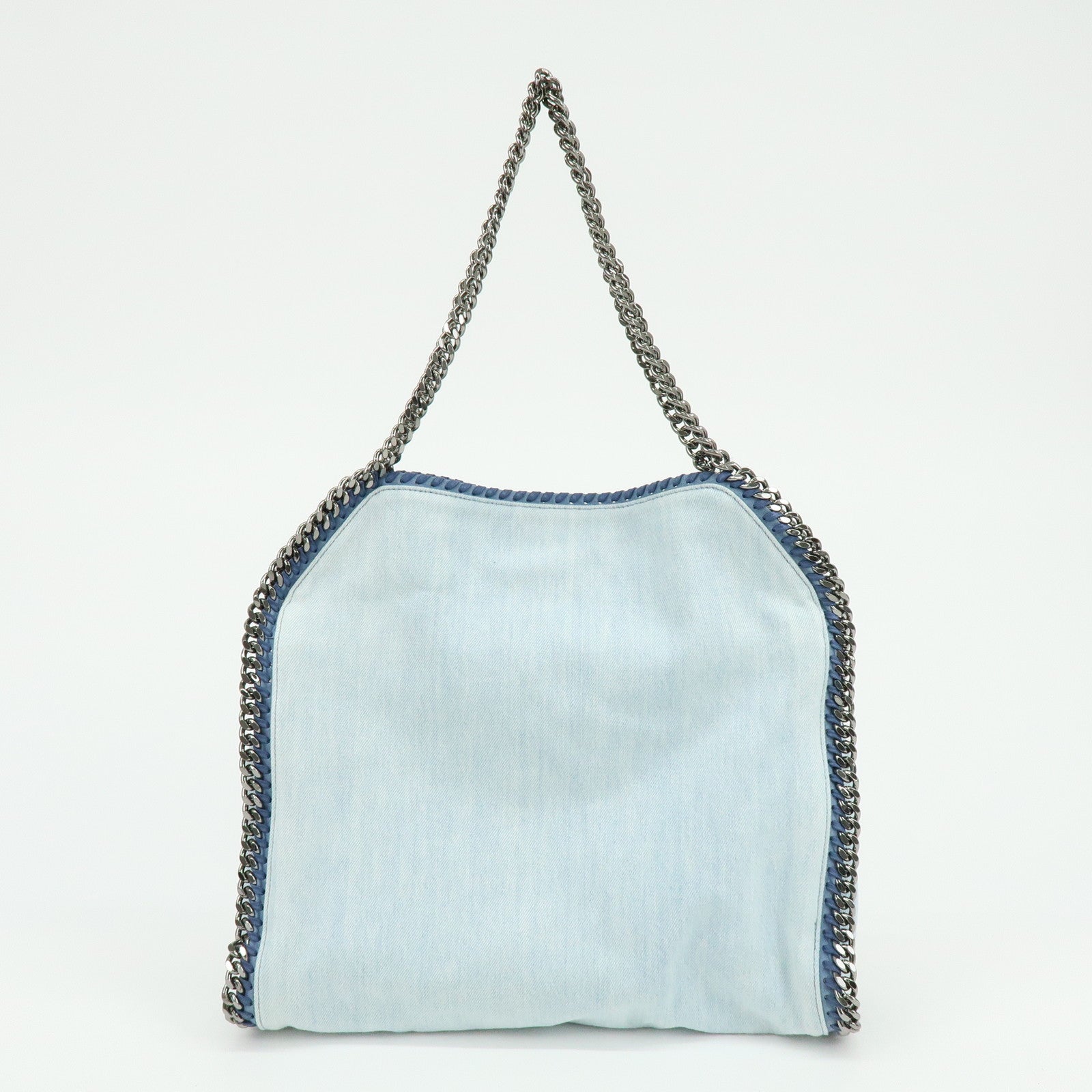 STELLA MCCARTNEY Falabella Embroidery Denim Shoulder Bag Light Blue