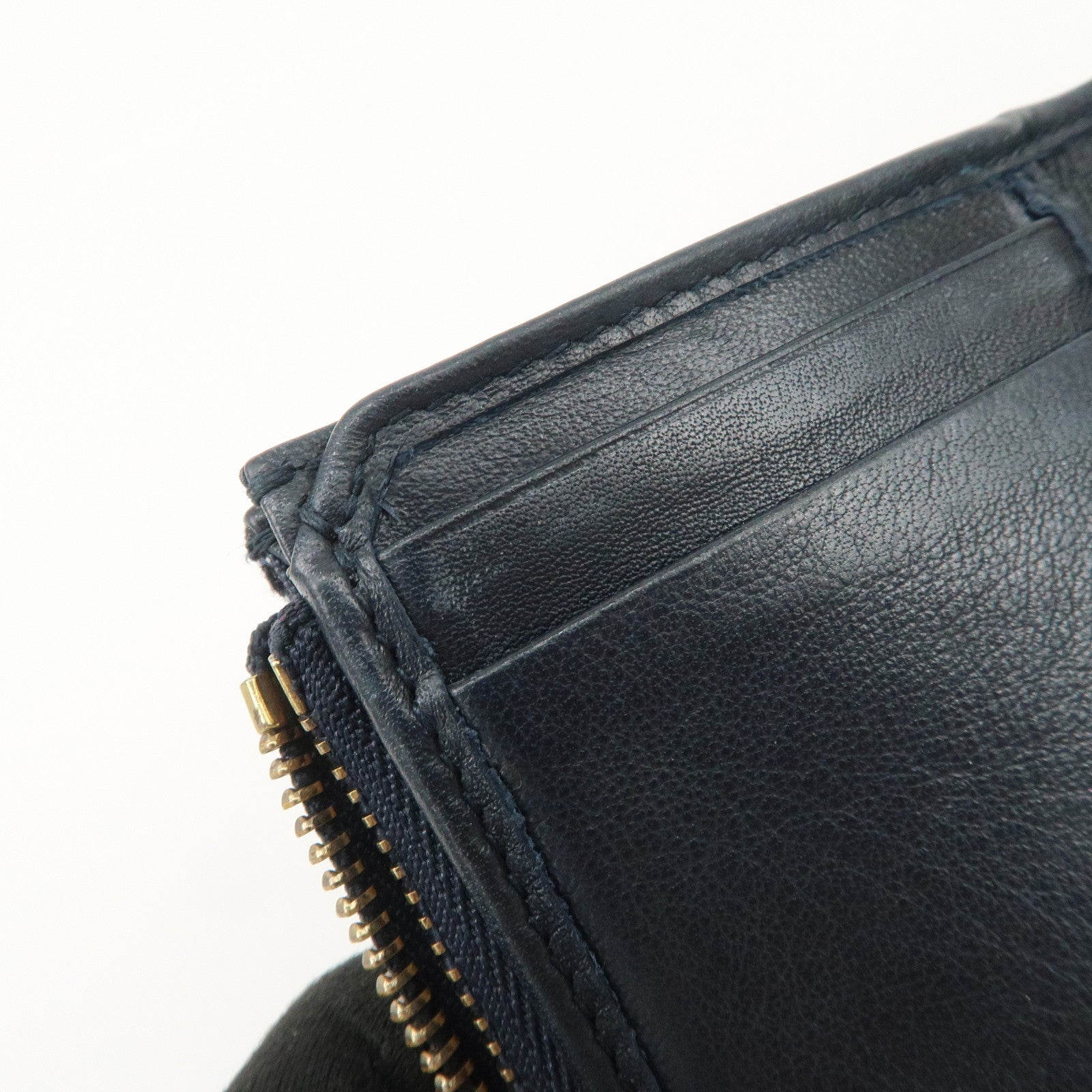 Christian Dior Trotter Canvas Leather Tri-fold Compact Wallet Navy