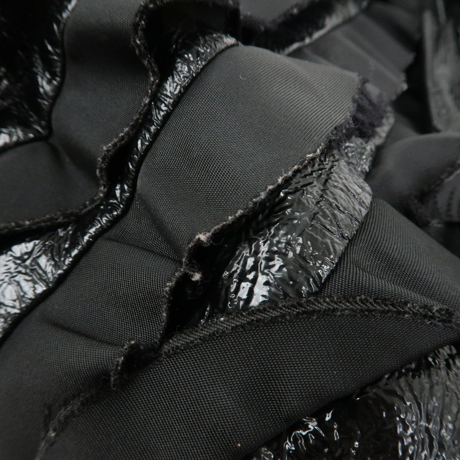 PRADA Patent Nylon Leather Shoulder Bag Hand Bag Black BR4176